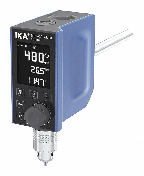 Overhead Mixer: 500 RPM Max Speed, 30 N-cm, 20, 000 cps Max Viscosity, 20 L Volume, 2.8 lb Wt