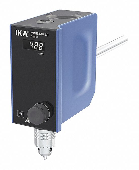Overhead Mixer: 500 RPM Max Speed, 80 N-cm, 60, 000 cps Max Viscosity, 50 L Volume, 3.8 lb Wt