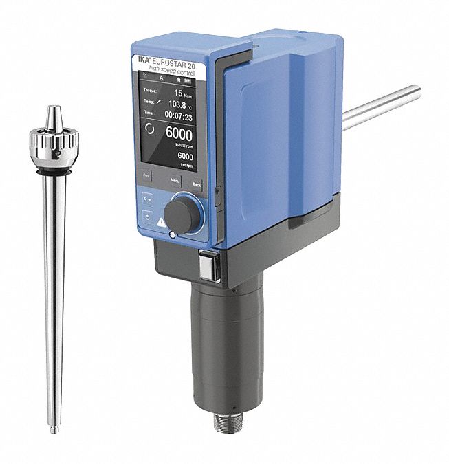Overhead Mixer: 6, 000 RPM Max Speed, 20 N-cm, 10, 000 cps Max Viscosity, 20 L Volume, 11.6 lb Wt