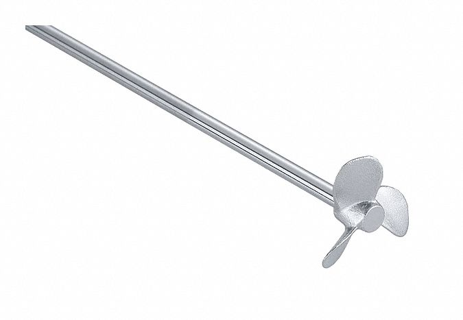 Stirrer: Stirrer, 1/4 in Shaft Dia, 13 3/4 in Shaft Lg, 3 Blades, Propeller, 2 1/4 in Blade Dia