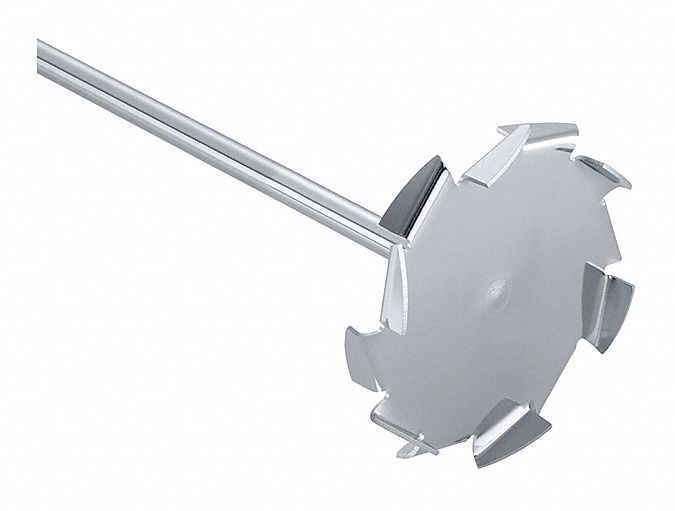Dissolver Stirrer: Dissolver Stirrer, 3/8 in Shaft Dia, 13 3/4 in Shaft Lg, 4 in Blade Dia