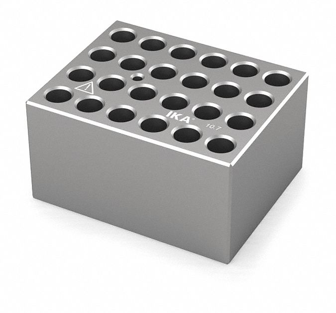 Dry Block: Anodized Aluminum, 3 3/4 in Overall Wd, 3 in Overall Lg, 24 Wells, 10 3/4 mm Well Dia