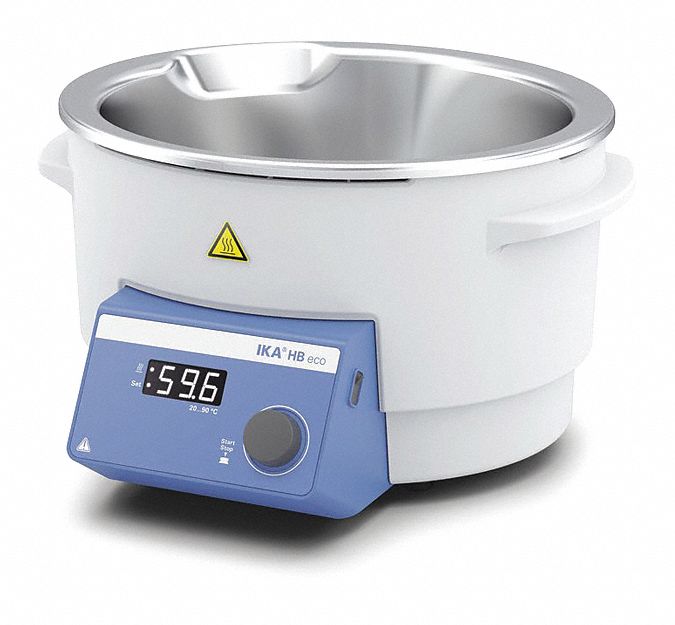 Water Bath: 4 L Capacity, 99°C Max Temp, Stainless Steel, Digital, 5 1/8 in Interior Dp, Heated