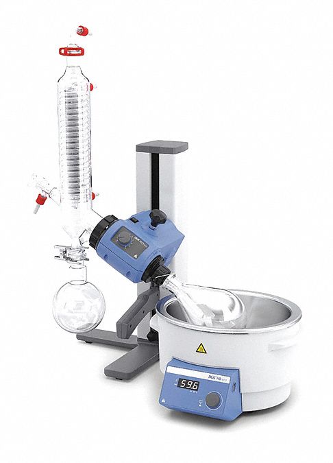 Rotary Evaporator: Manual, 4 L, 20 RPM to 300 RPM, Vertical Condenser, 20 7/8 in Overall Ht