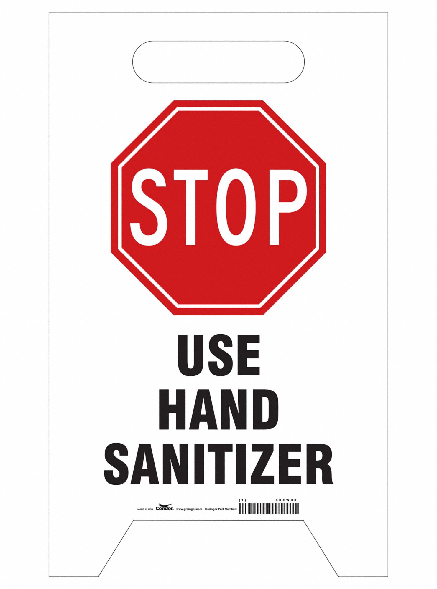 A-Frame Standing Floor Sign: 19 in x 12 in Nominal Sign Size, 0.125 in Thick, Plastic, White