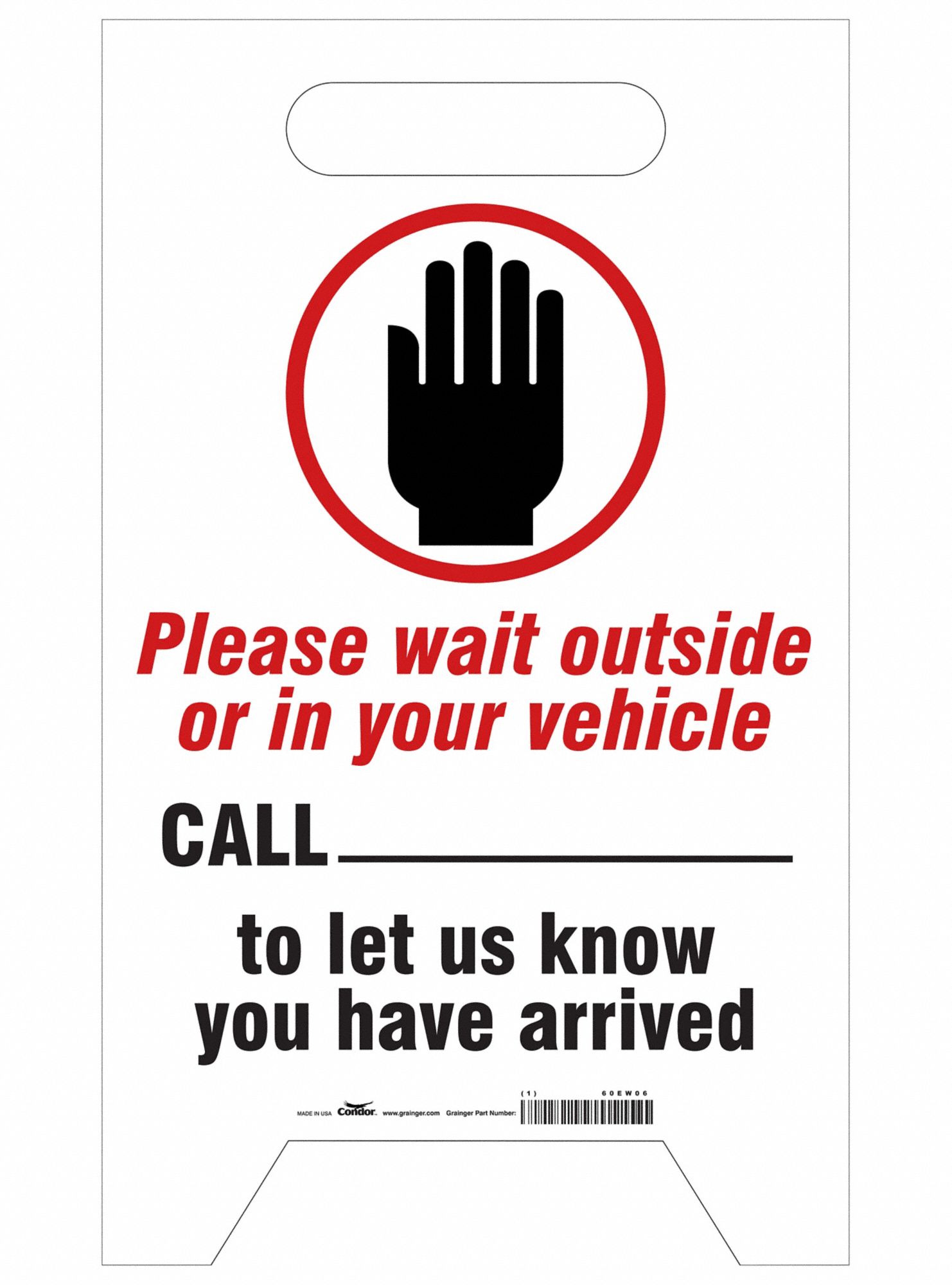 A-Frame Standing Floor Sign: 19 in x 12 in Nominal Sign Size, 0.125 in Thick, Plastic, White