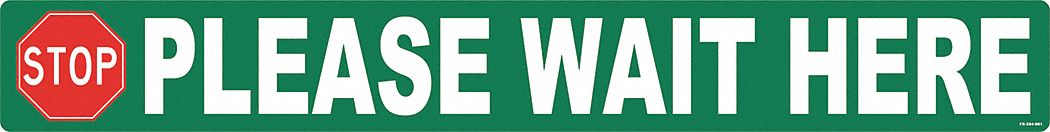 Social Distance Floor Sign: 3 in x 24 in Nominal Sign Size, 0.012 in Thick, Vinyl, Green, 5 PK