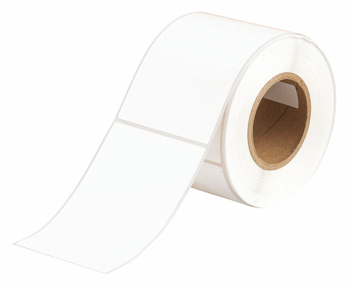 Pre-Cut Label Stock Roll: 6 3/32 in x 4 1/8 in, Acrylic, Permanent Adhesive, 200 Labels, J5000