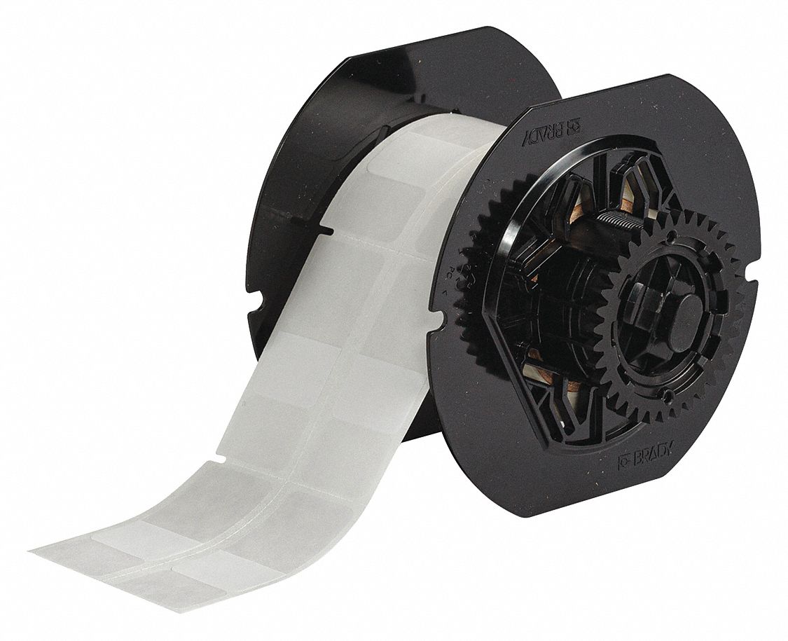 Wraparound Label: 1 3/4 in x 1 in, Vinyl, White (Matte), For 12 AWG to 10 AWG Wire Gauge