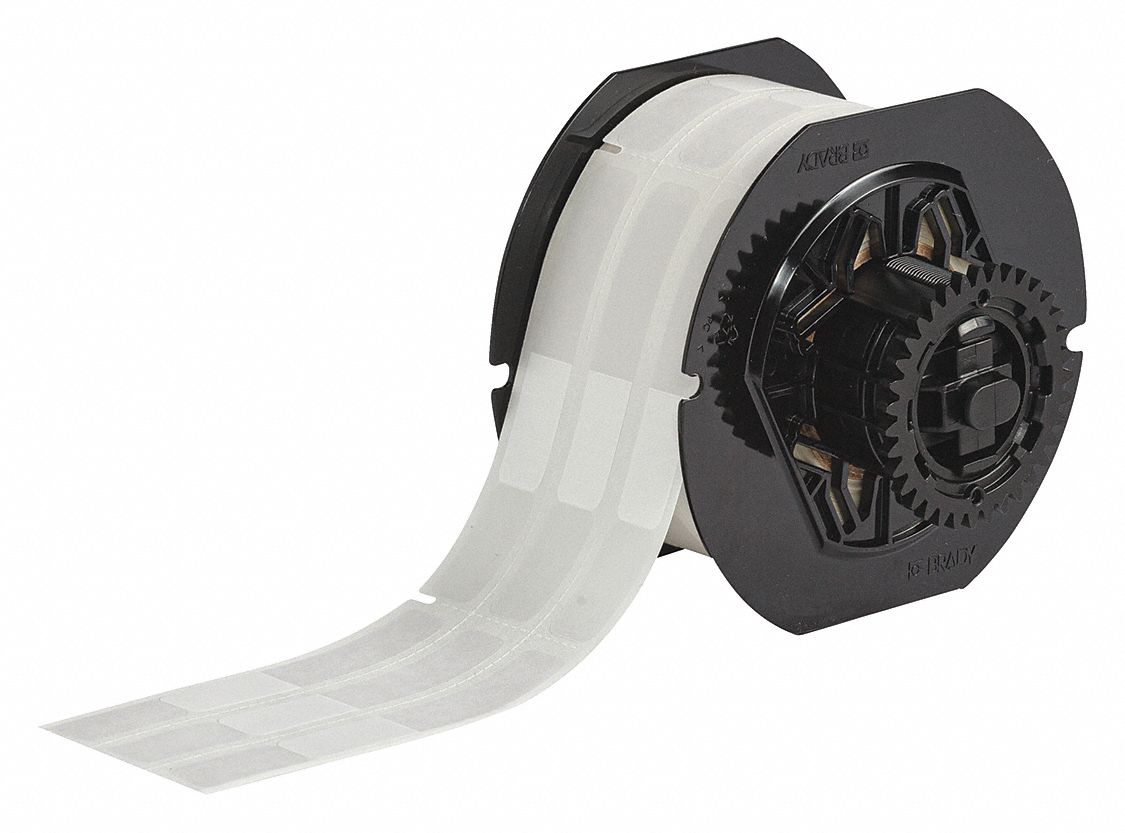 Wraparound Label: 2 3/4 in x 1/2 in, Vinyl, White (Matte), For 10 AWG to 6 AWG Wire Gauge