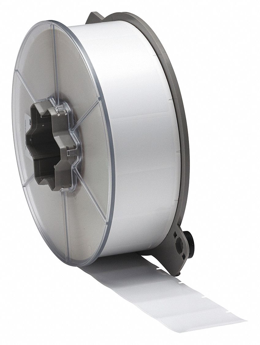 Flag Label: Rectangle, 2 in x 1 1/2 in, Polyester, White ( Gloss ), For 0.06 in to 0.19 in Wire Dia