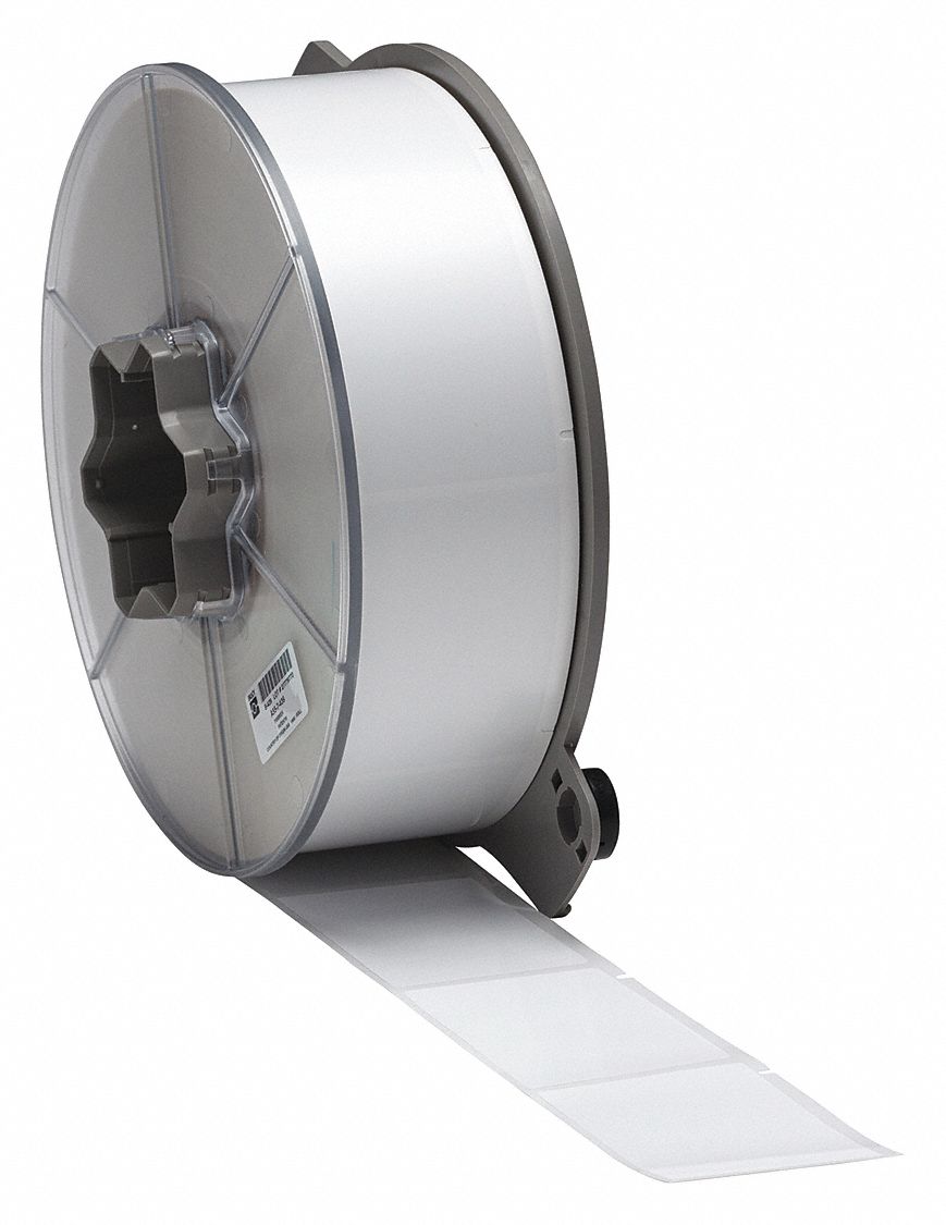 Flag Label: Rectangle, 2 in x 3 in, Polyester, White ( Gloss ), For 0.5 in to 0.6 in Wire Dia