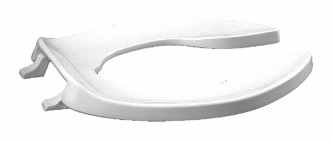 Toilet Seat: Open, Cover Not Included, Stainless Steel, External Check, 2 11/16 in Seat Ht, White