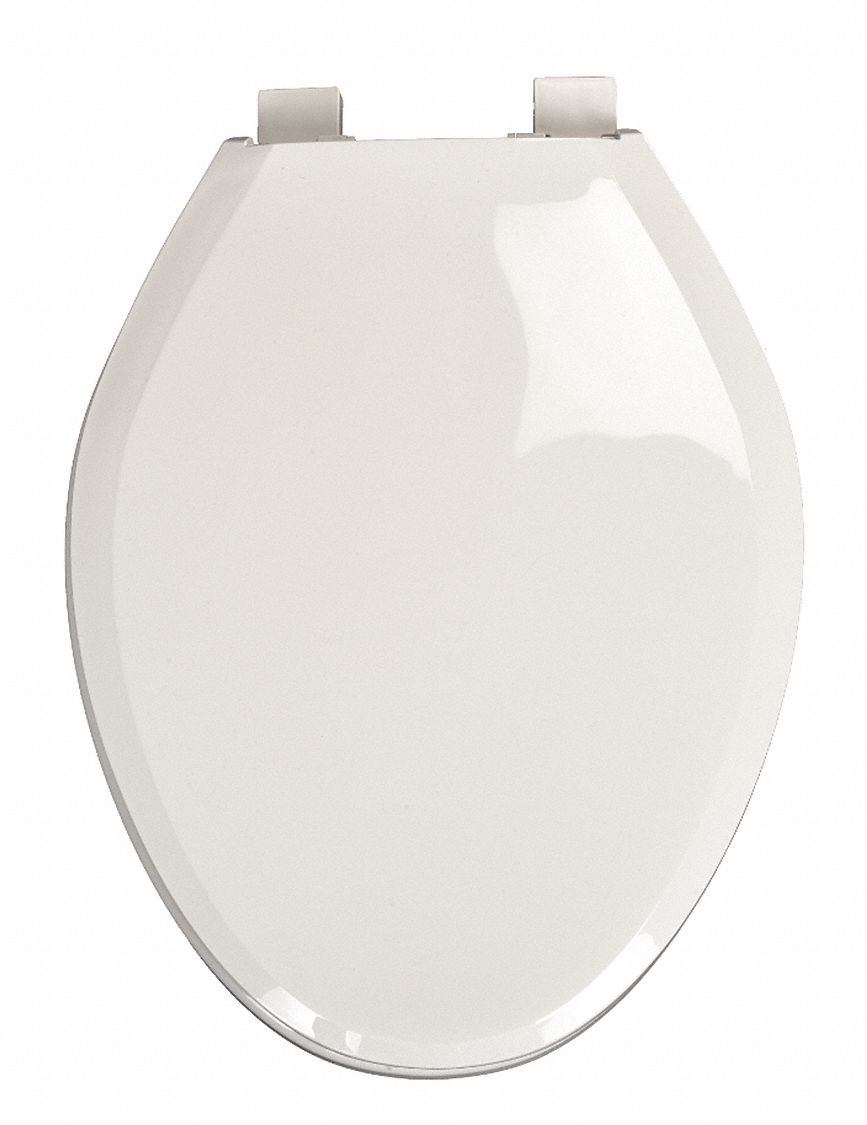 Toilet Seat: Closed, Cover Included, Plastic, Lift-Off, 2 in Seat Ht, White, For Elongated Bowl