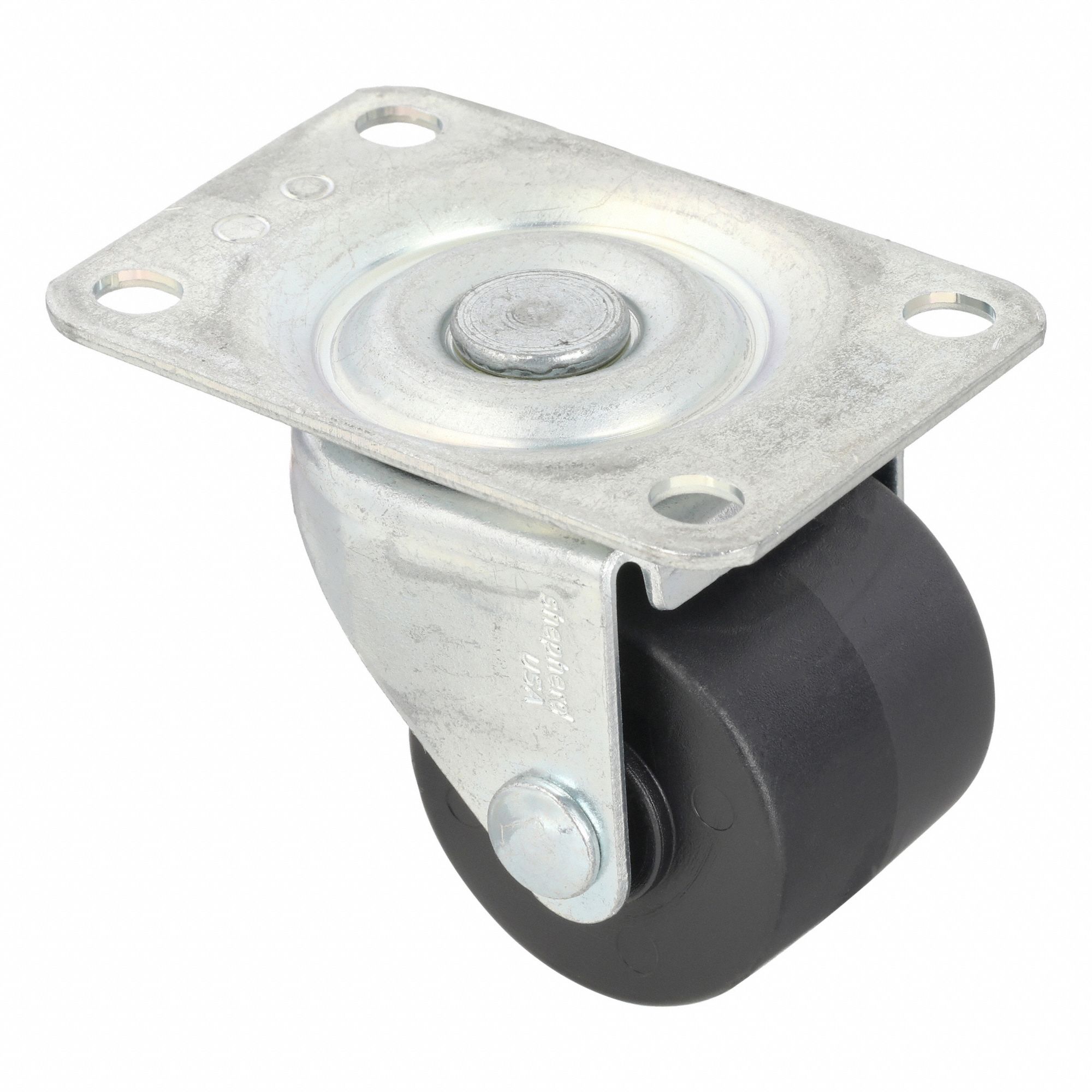 Plate Caster: Swivel, No Brake, Polyolefin, 2 in Wheel Dia, 1 7/8 in Wheel Wd, Slot
