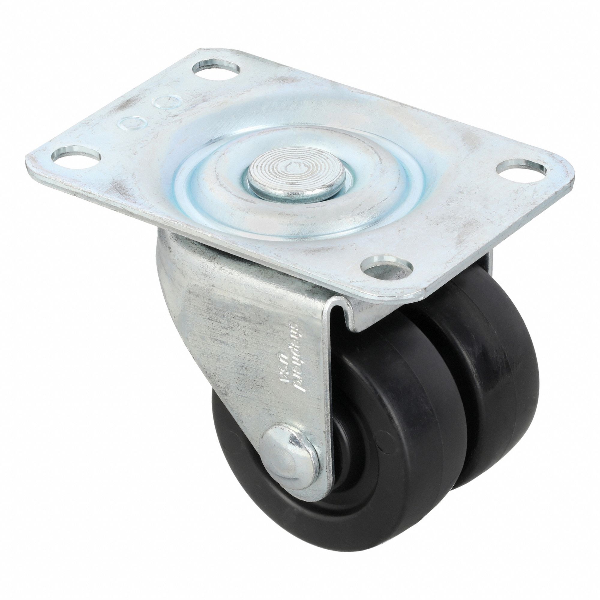 Plate Caster: Swivel, No Brake, Polyolefin, 2 in Wheel Dia, 2 13/16 in Mounting Ht