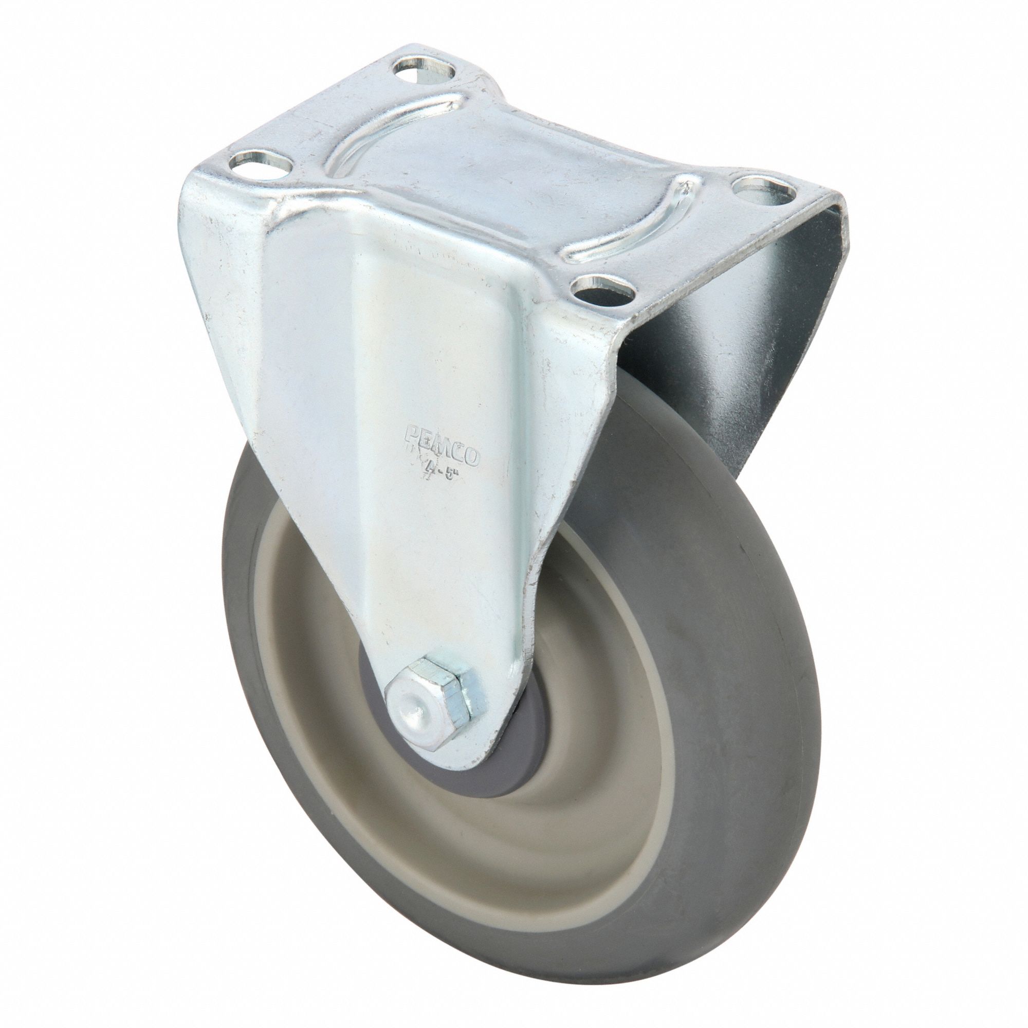 Plate Caster: Debris-Resistant/Quiet-Roll/Shock-Absorbing, Rigid, Rubber, Light Duty