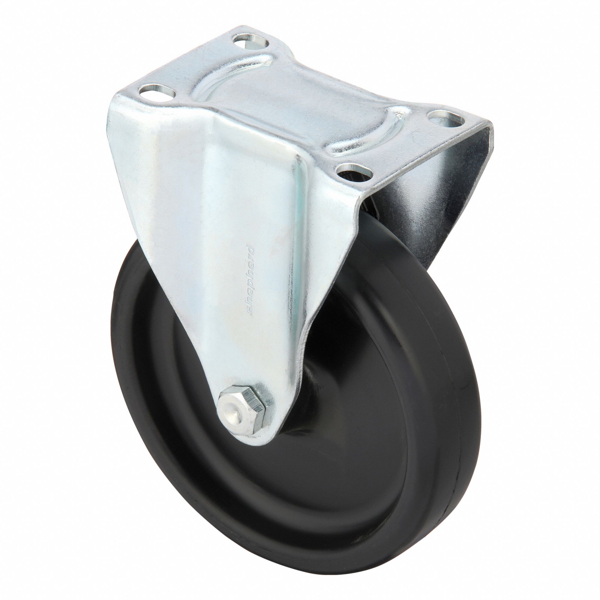 Plate Caster: Rigid, No Brake, Polyolefin, 5 in Wheel Dia., 1 1/4 in Wheel Wd, Slot