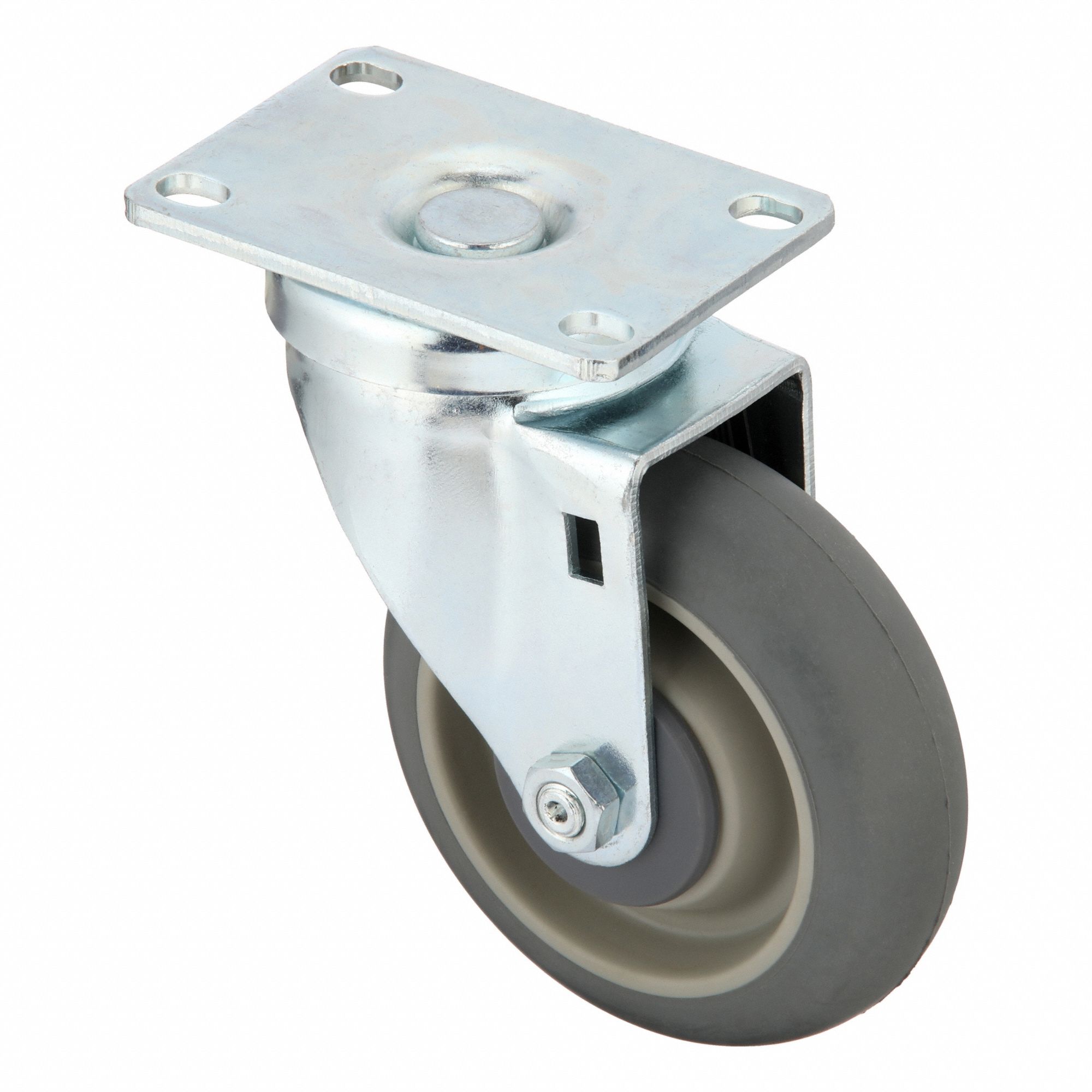 Plate Caster: Debris-Resistant/Quiet-Roll/Shock-Absorbing, Swivel, Rubber, Rectangle