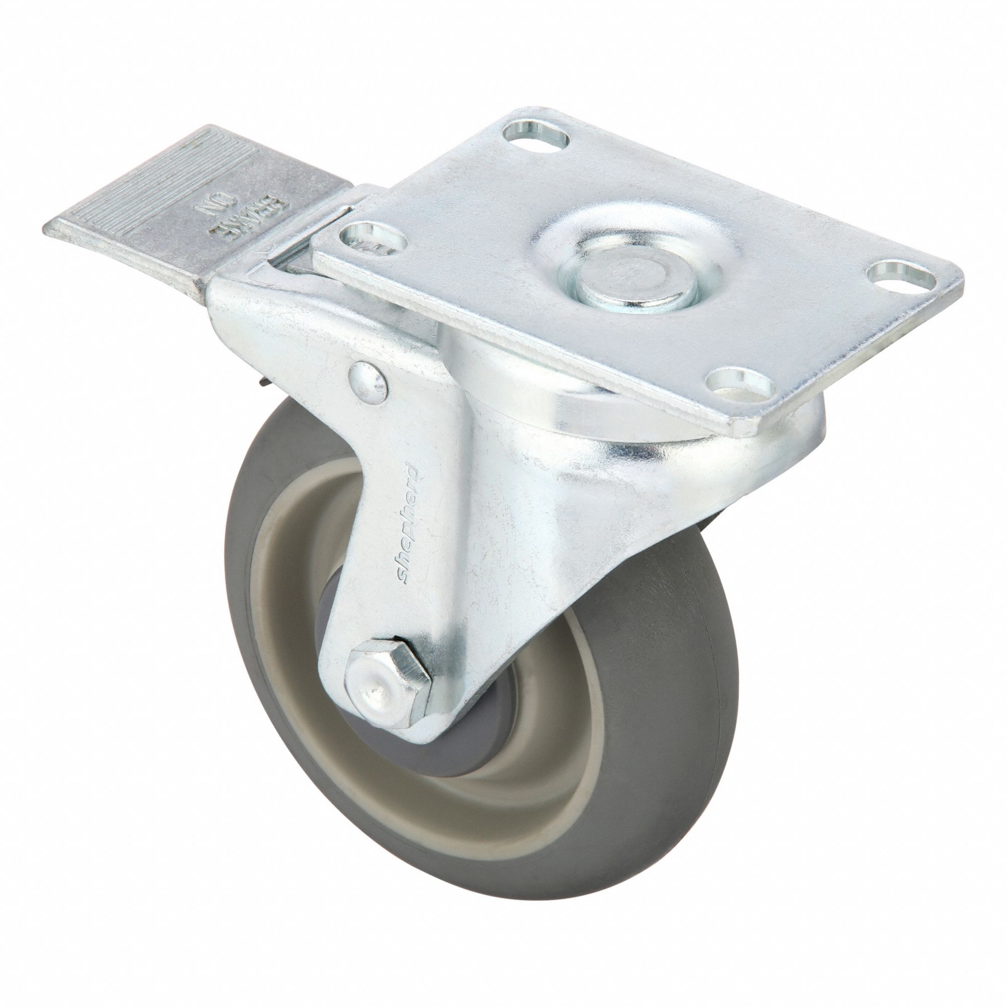 Plate Caster: Debris-Resistant/Quiet-Roll/Shock-Absorbing, Swivel, Rubber, Rectangle