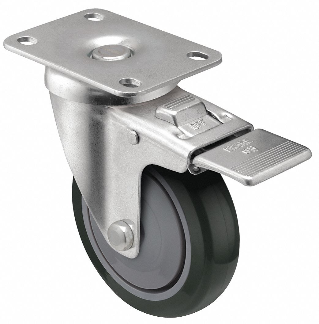 SHEPHERD CASTER, 4 In Wheel Dia., 300 Lb, Total Lock Brake Caster ...