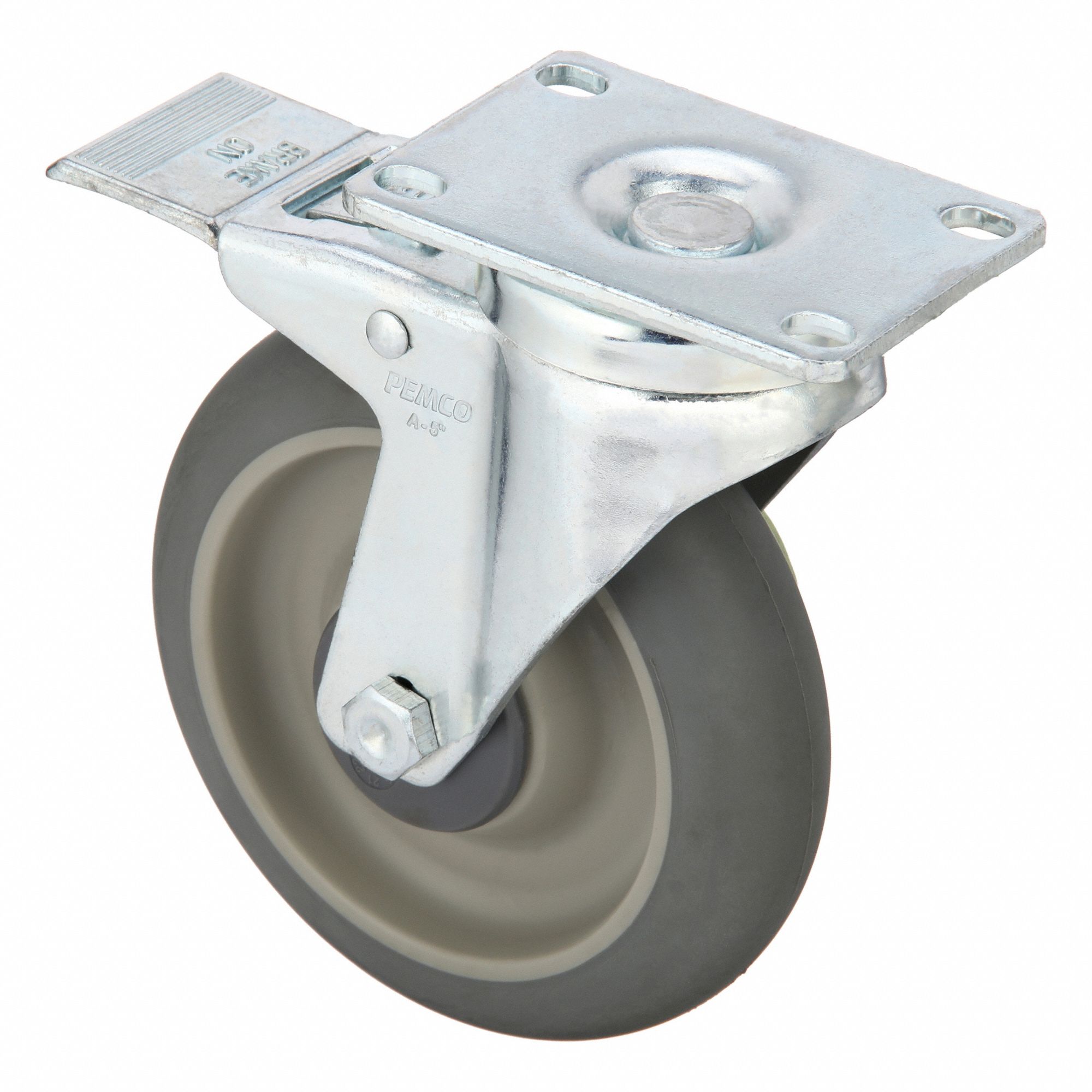 Plate Caster: Debris-Resistant/Quiet-Roll/Shock-Absorbing, Swivel, Rubber, Rectangle
