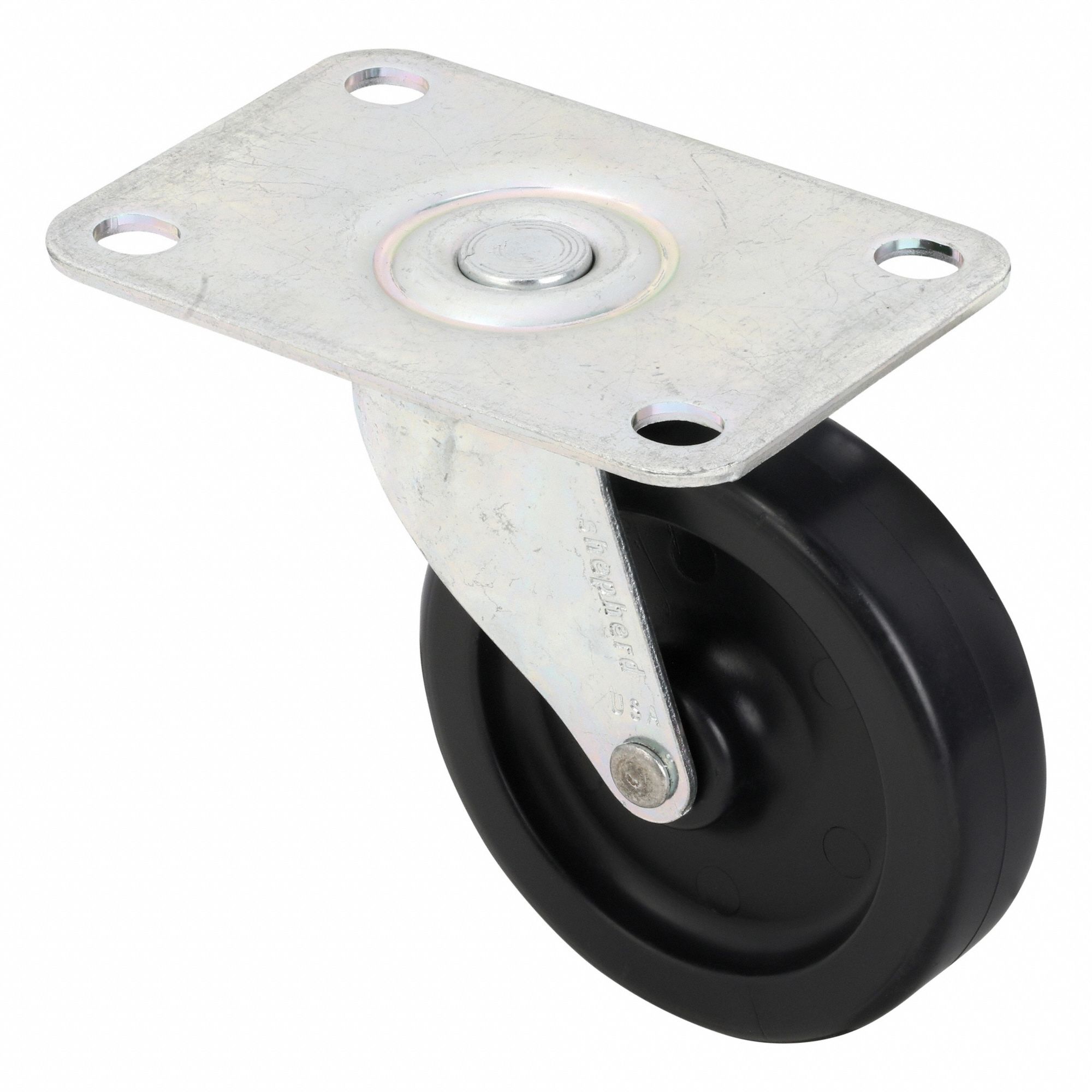 Plate Caster: Swivel, No Brake, Polyolefin, 3 in Wheel Dia., 7/8 in Wheel Wd, Slot