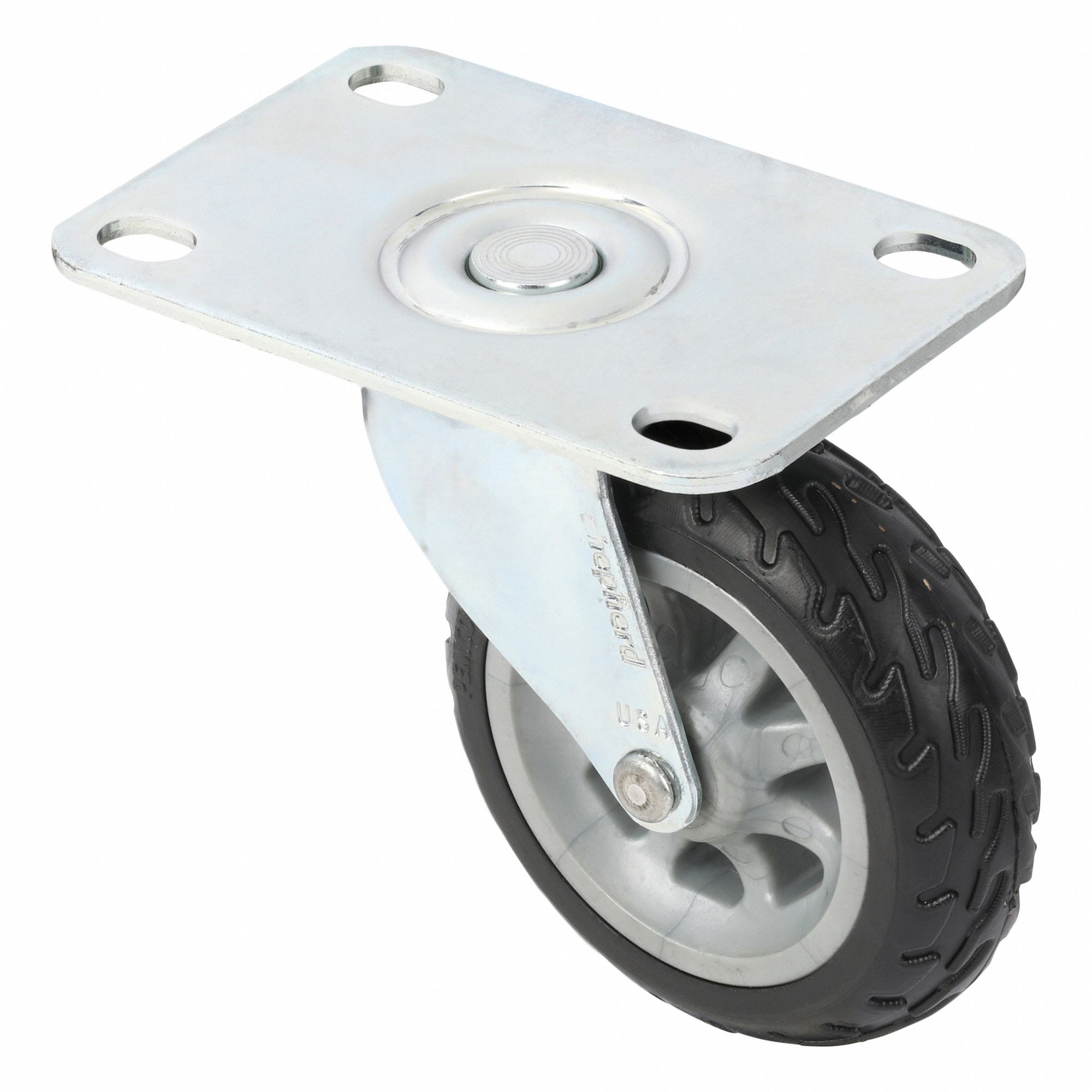 Plate Caster: Swivel, No Brake, Polypropylene, 3 in Wheel Dia., 7/8 in Wheel Wd