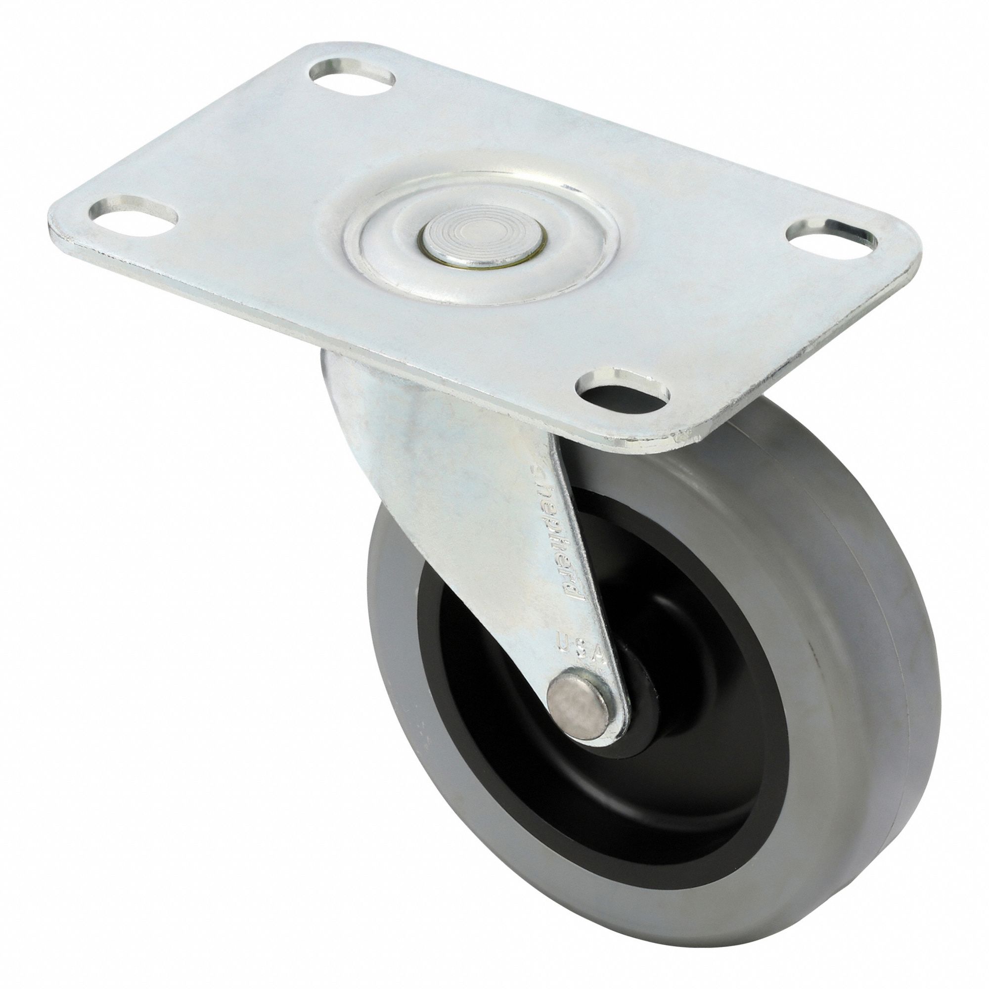 Plate Caster: Swivel, No Brake, Polyurethane, 3 in Wheel Dia., 7/8 in Wheel Wd, Slot