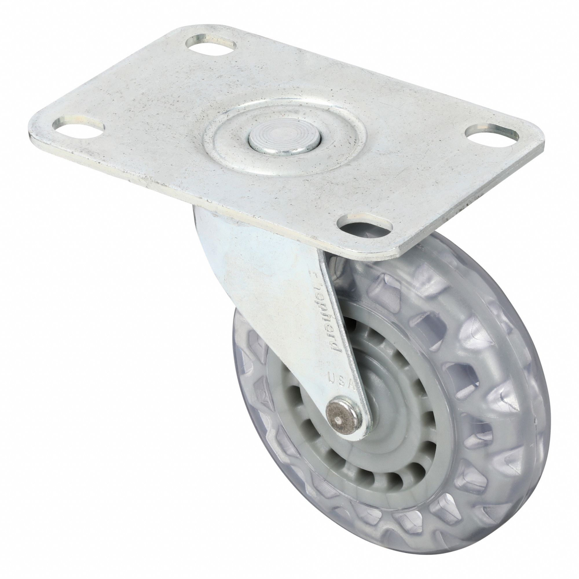 Plate Caster: Swivel, No Brake, Polyurethane, 3 in Wheel Dia., 7/8 in Wheel Wd, Slot