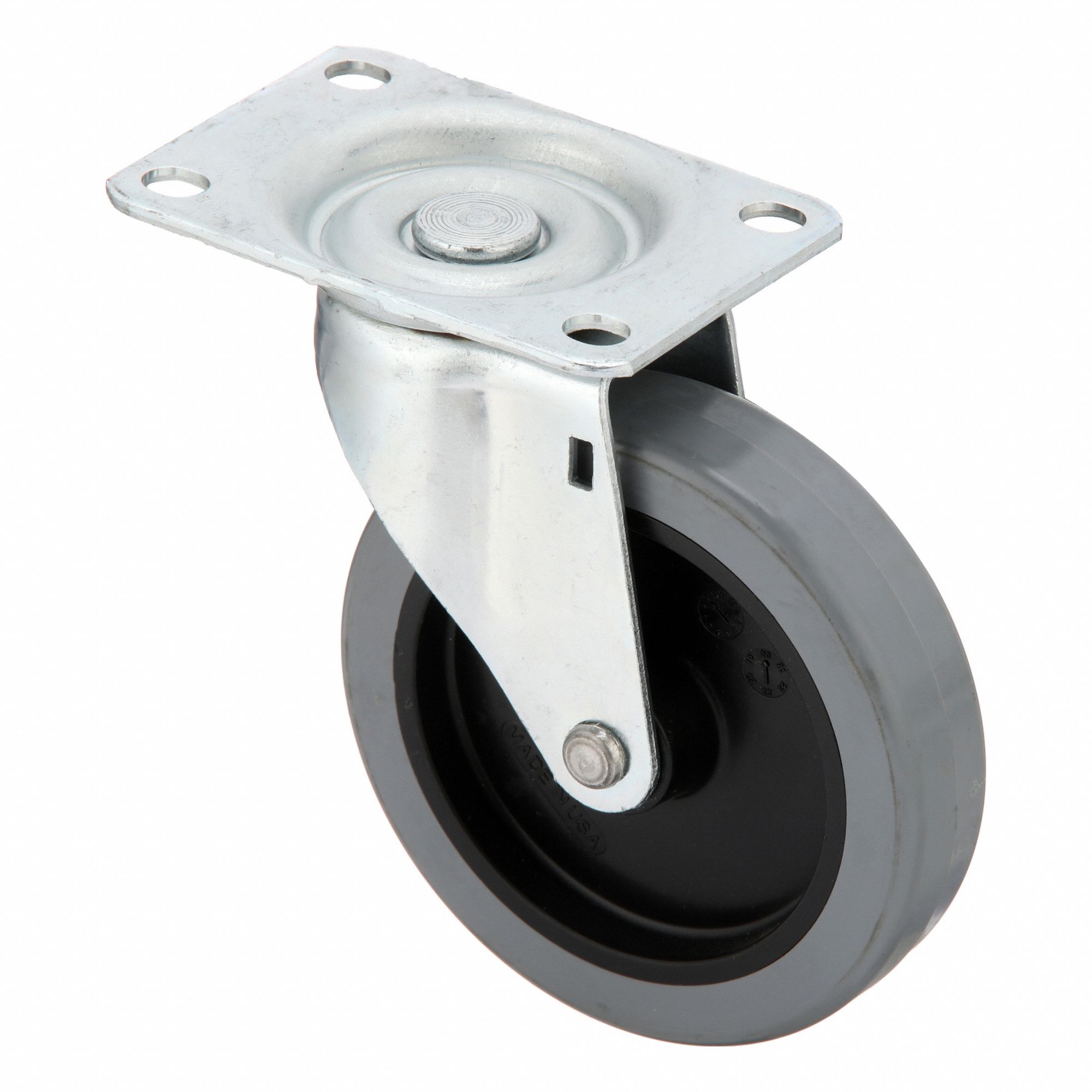 Plate Caster: Swivel, No Brake, Polyurethane, 4 in Wheel Dia., 1 in Wheel Wd, Slot