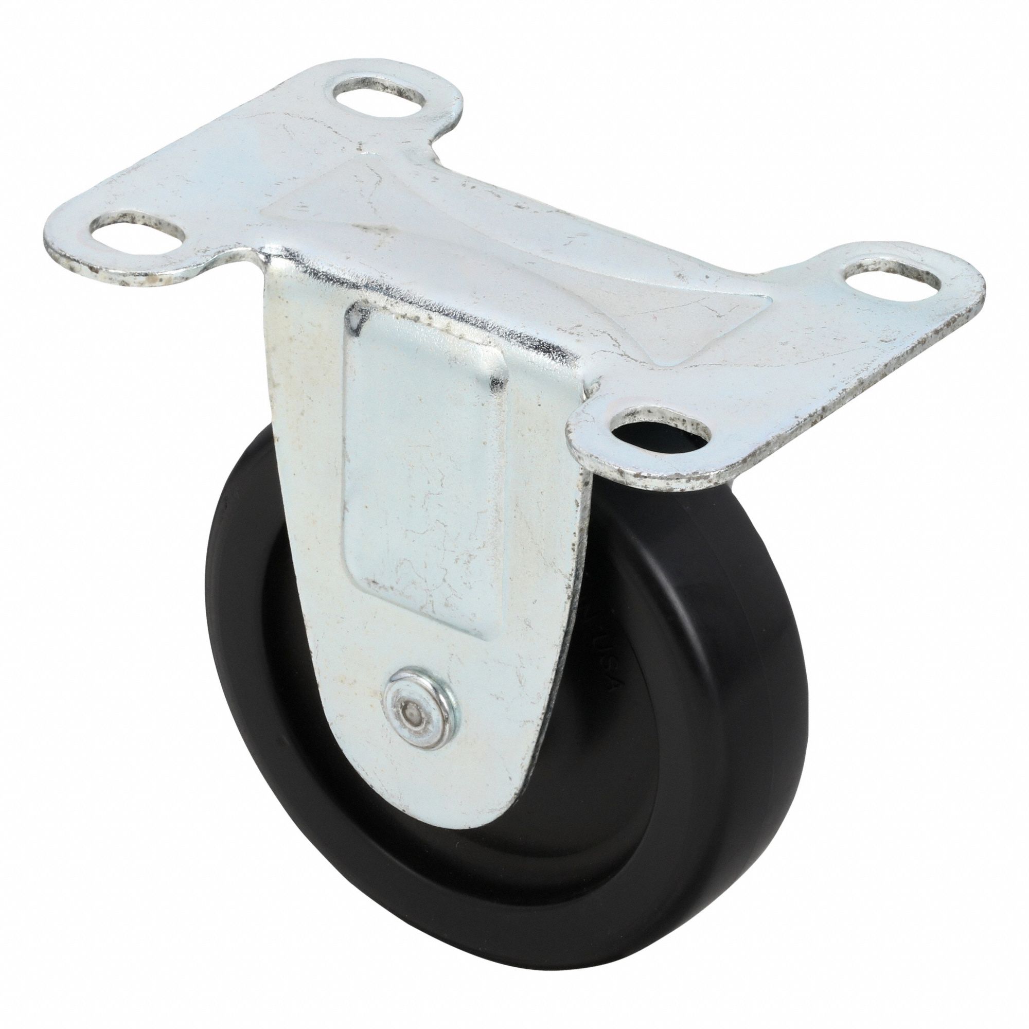 Plate Caster: Rigid, No Brake, Polyolefin, 3 in Wheel Dia., 7/8 in Wheel Wd, Slot