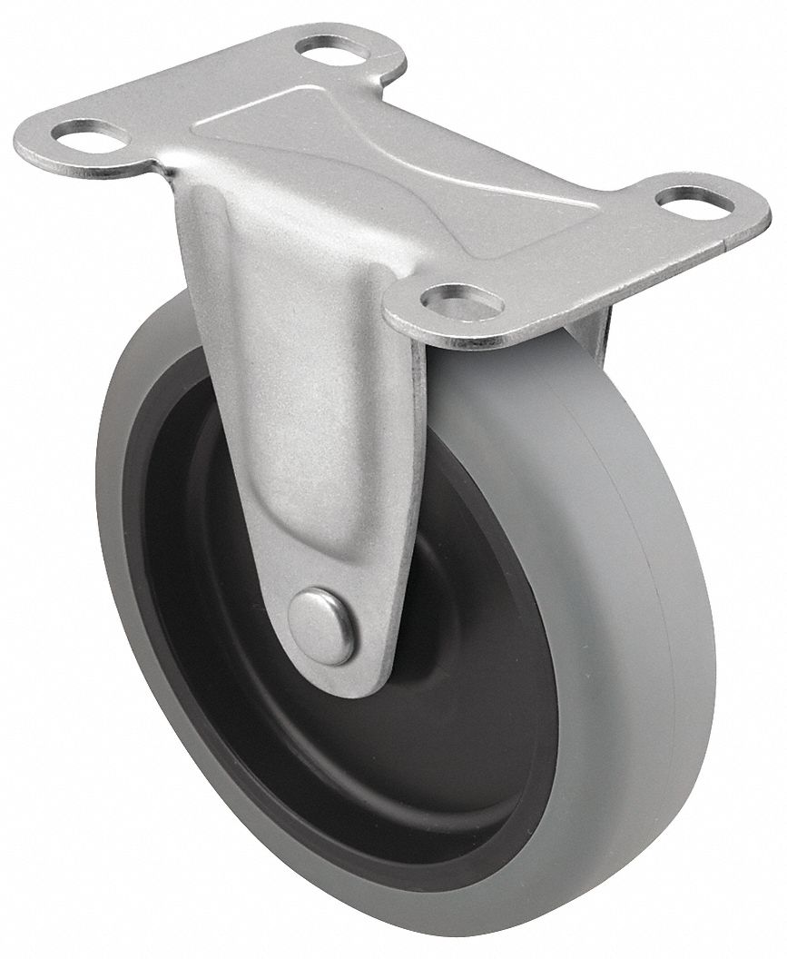 Plate Caster: Rigid, No Brake, Polyurethane, 4 in Wheel Dia., 1 in Wheel Wd, Slot