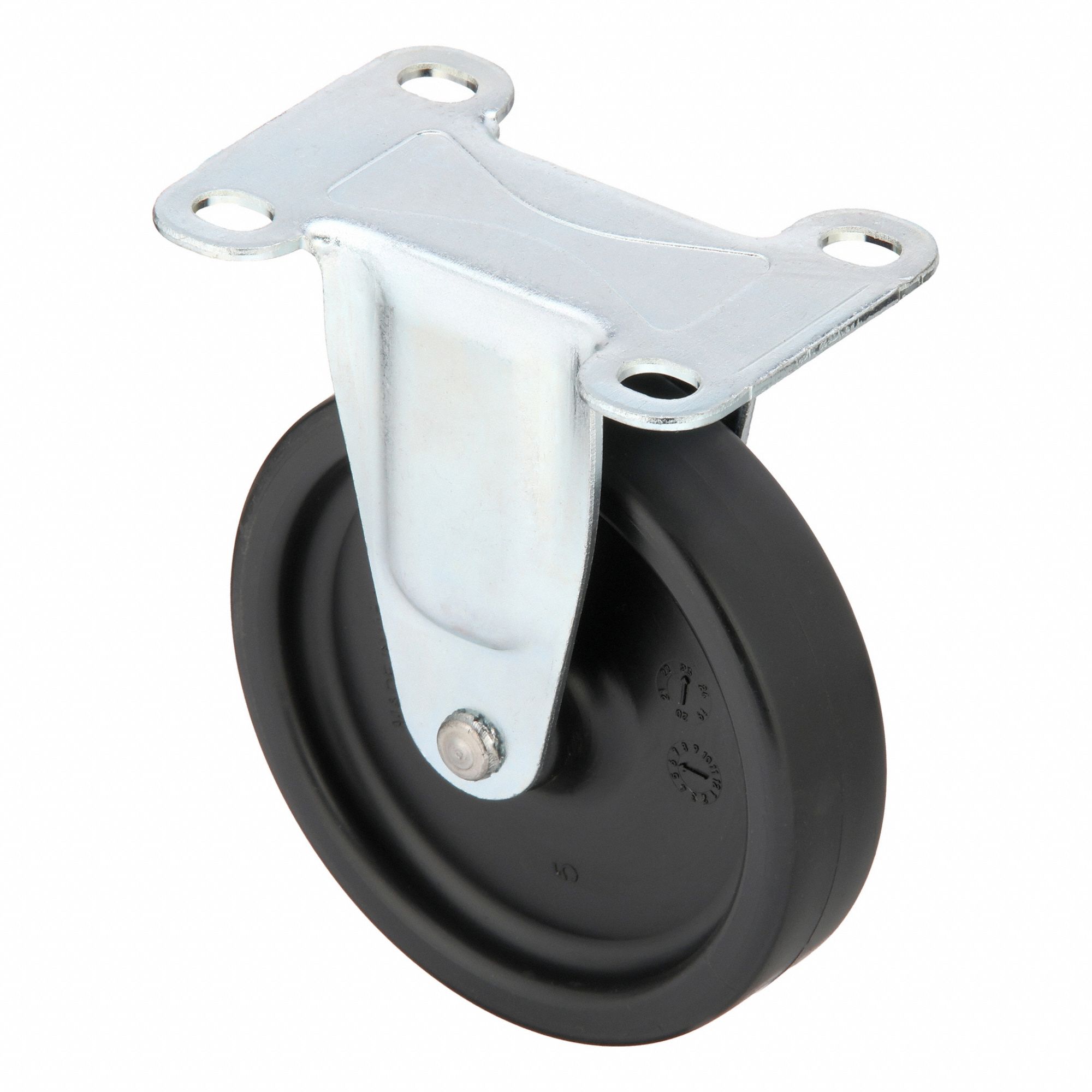 Plate Caster: Rigid, No Brake, Polyolefin, 4 in Wheel Dia., 1 in Wheel Wd, Slot