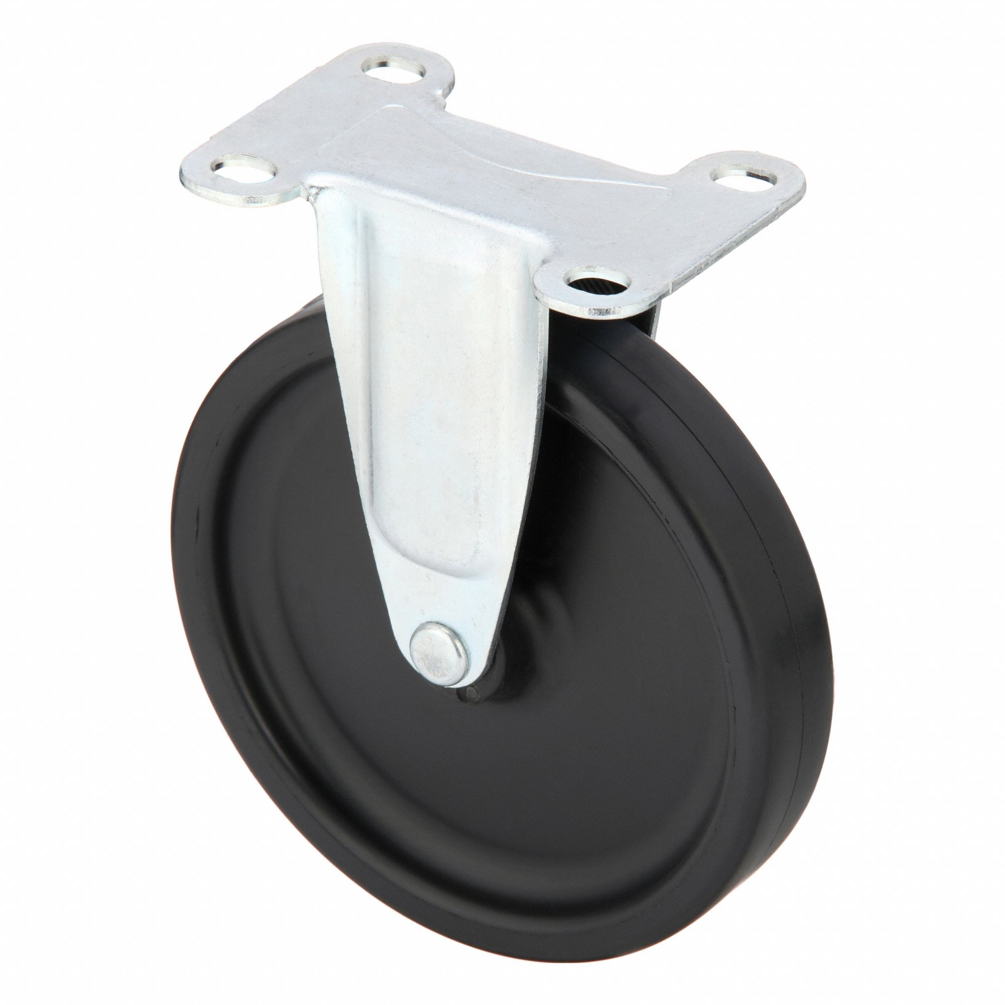 Plate Caster: Rigid, No Brake, Polyolefin, 5 in Wheel Dia., 1 in Wheel Wd, Slot