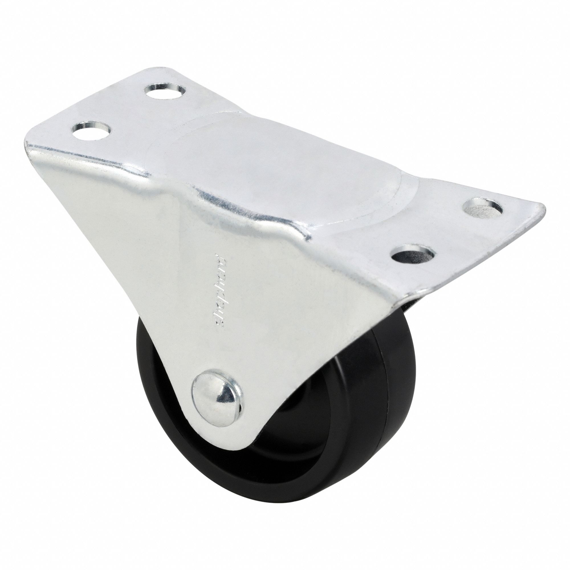 Plate Caster: Rigid, No Brake, Polyolefin, 2 1/2 in Wheel Dia., 1 1/8 in Wheel Wd
