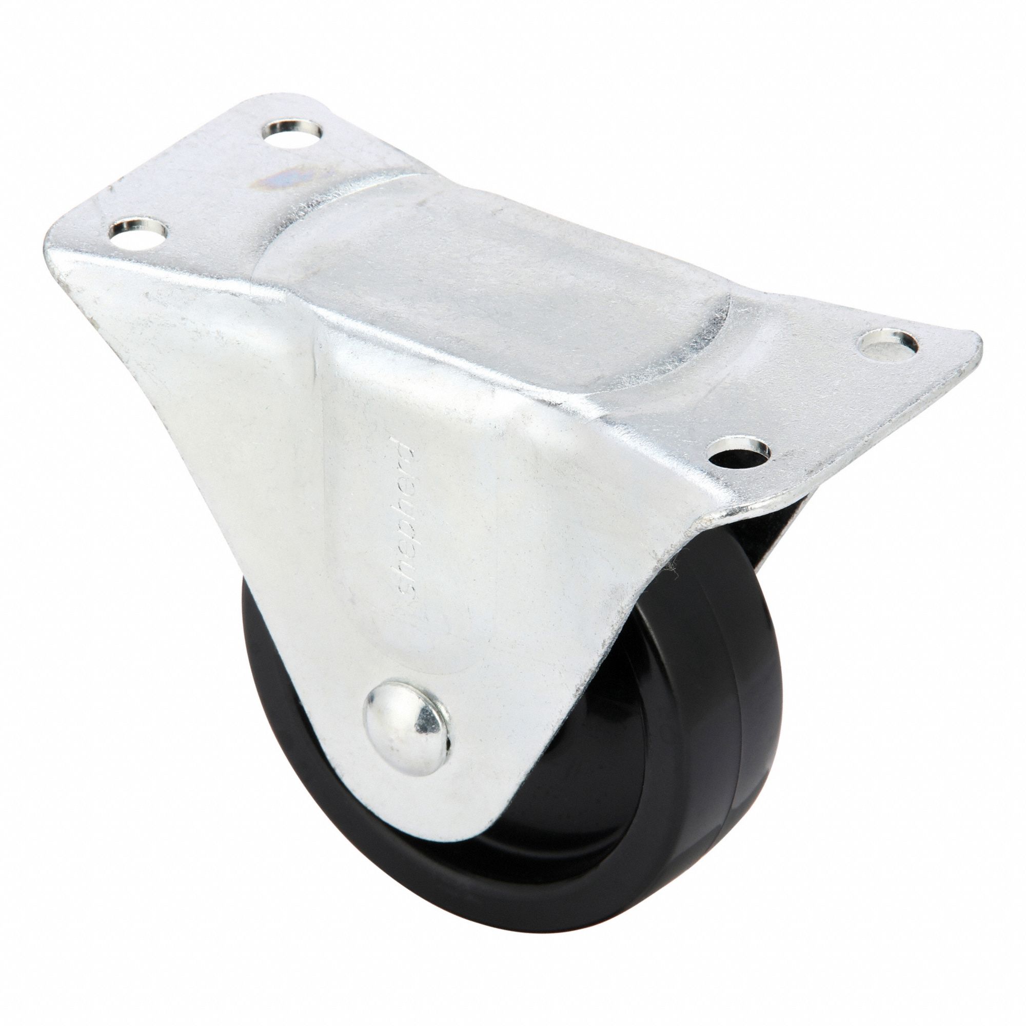 Plate Caster: Rigid, No Brake, Polyolefin, 4 in Wheel Dia., 1 3/8 in Wheel Wd, Hole
