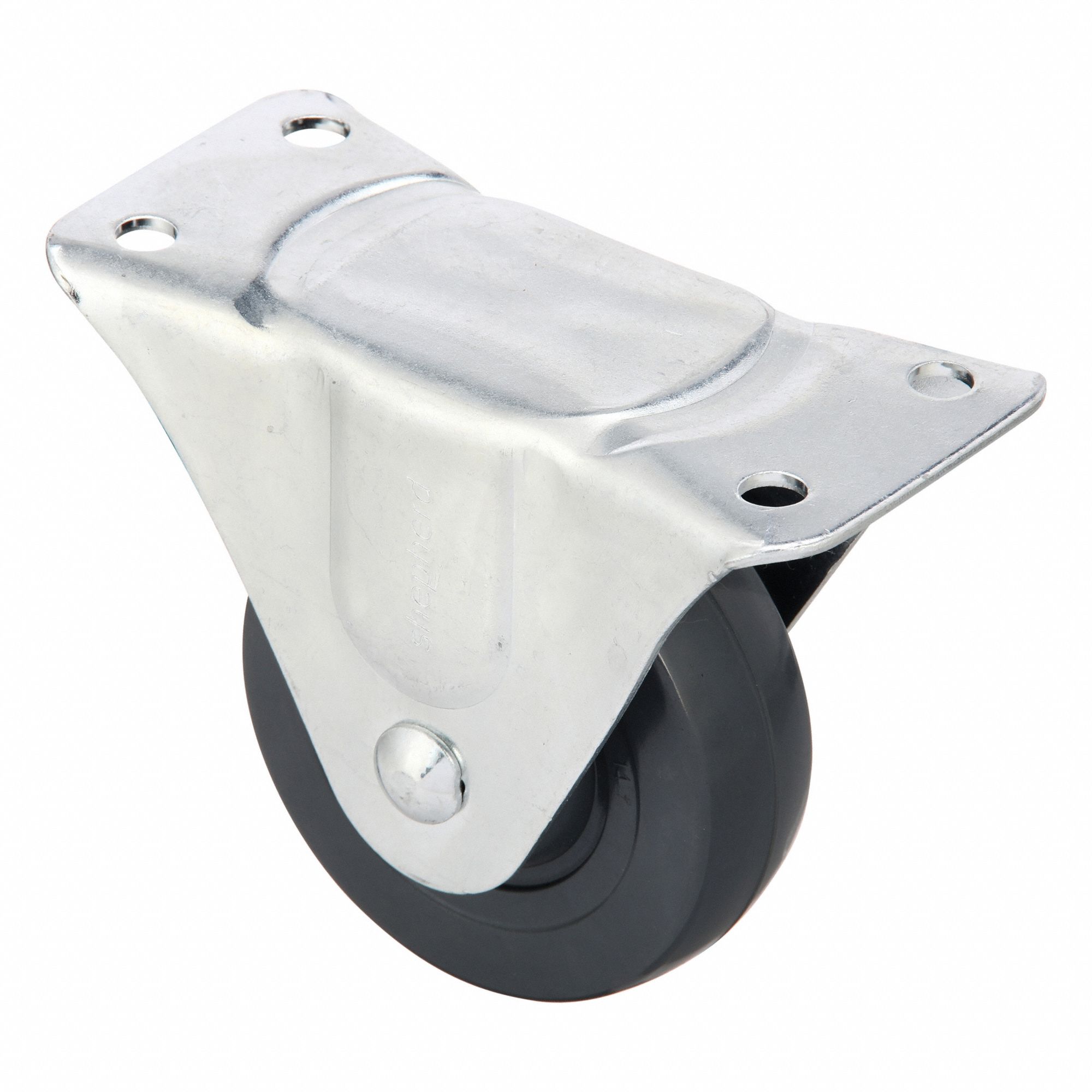 Plate Caster, Rigid, Rubber, 5"H