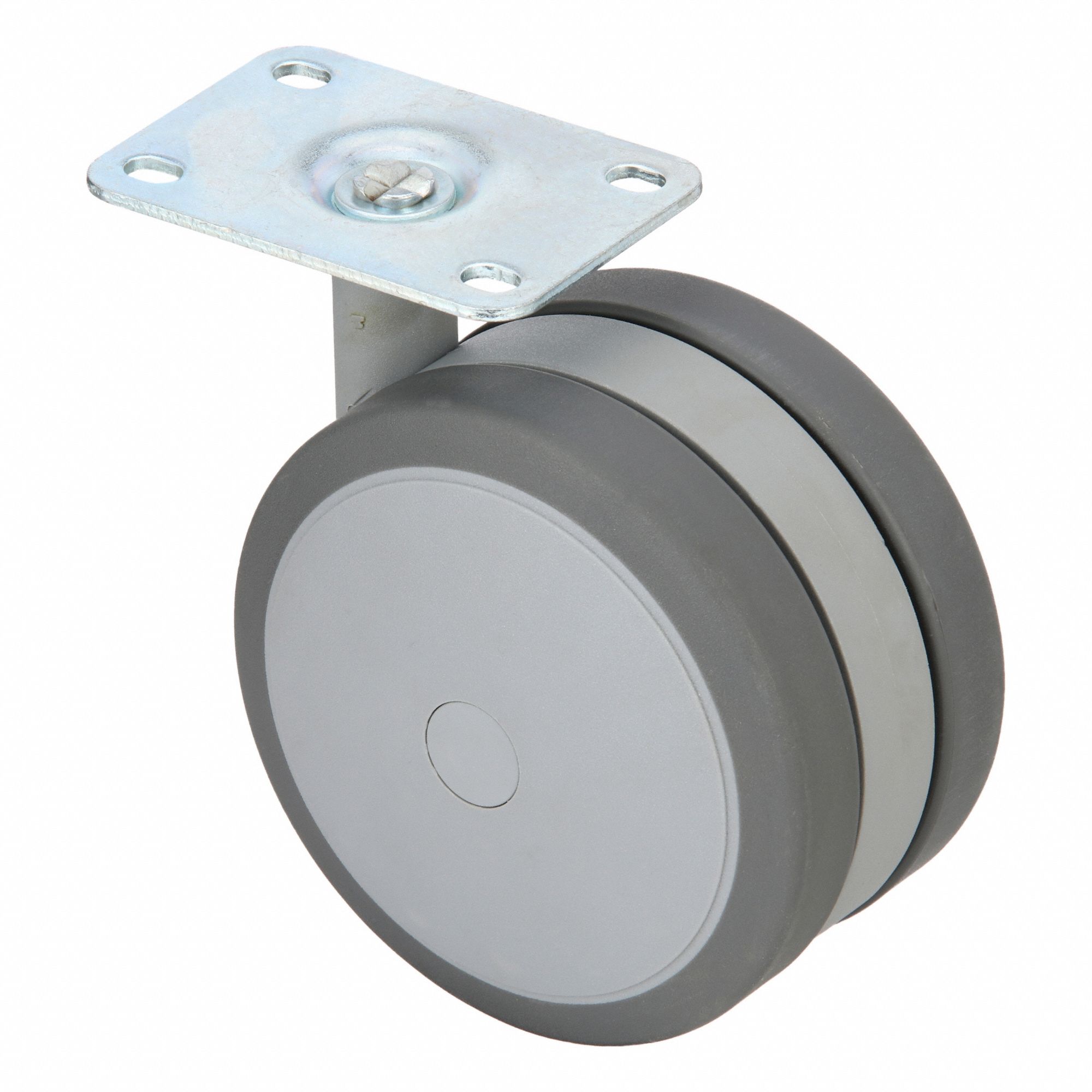 Plate Caster: Swivel, No Brake, Thermoplastic Rubber, 4 7/8 in Wheel Dia, Slot