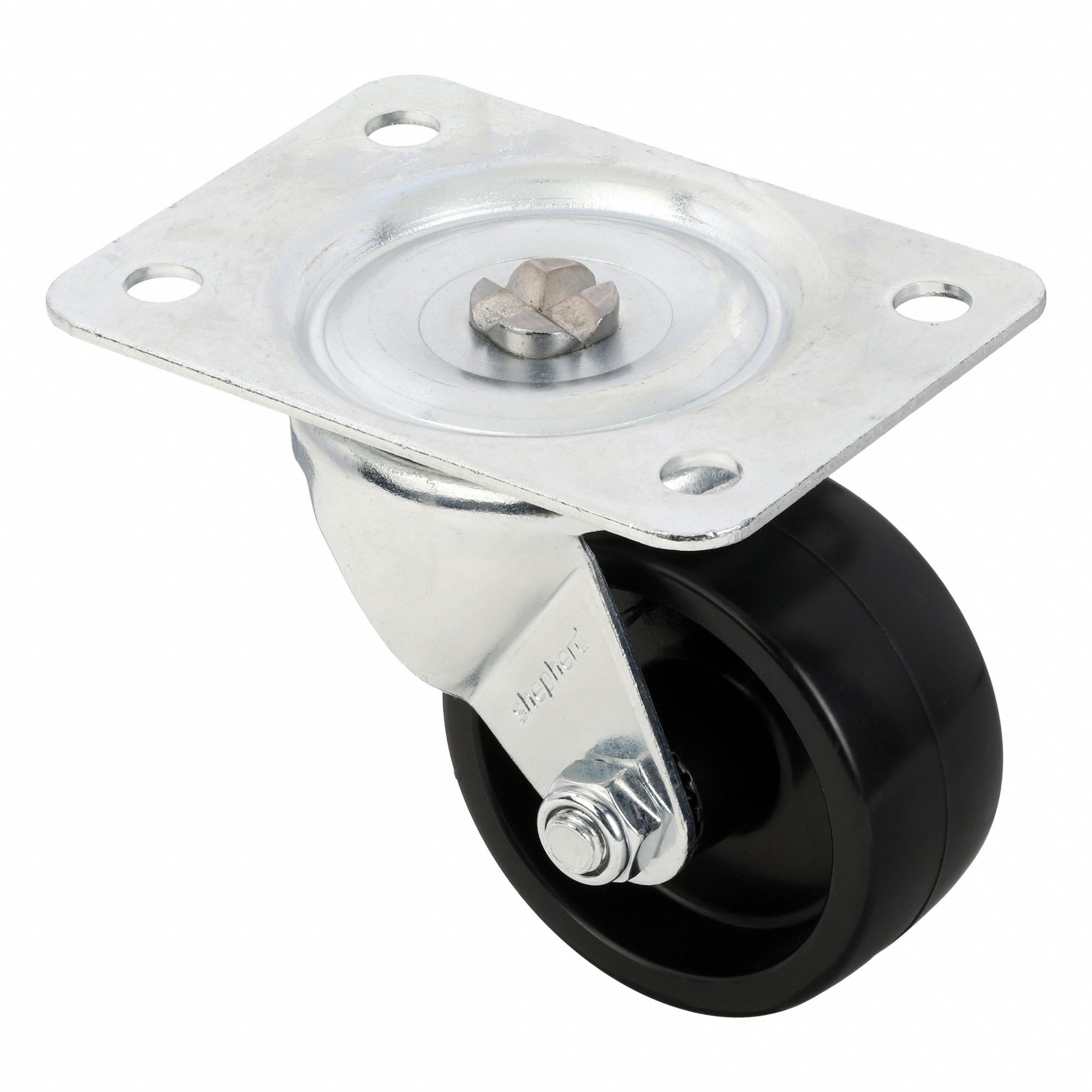 Plate Caster: Swivel, No Brake, Polyolefin, 2 1/2 in Wheel Dia., 1 1/8 in Wheel Wd