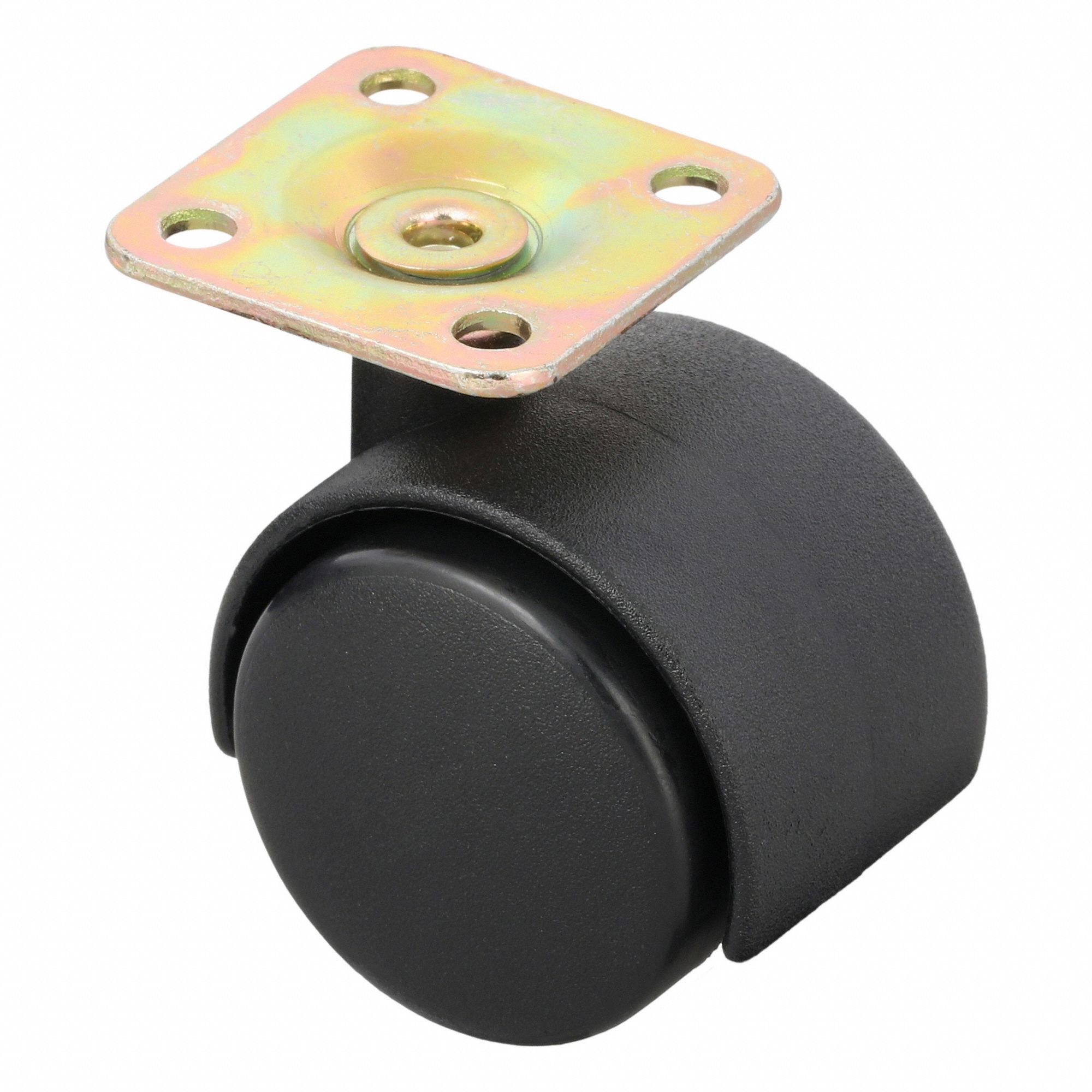 Plate Caster: Swivel, No Brake, Nylon, 1 5/8 in Wheel Dia, 2 1/4 in Mounting Ht