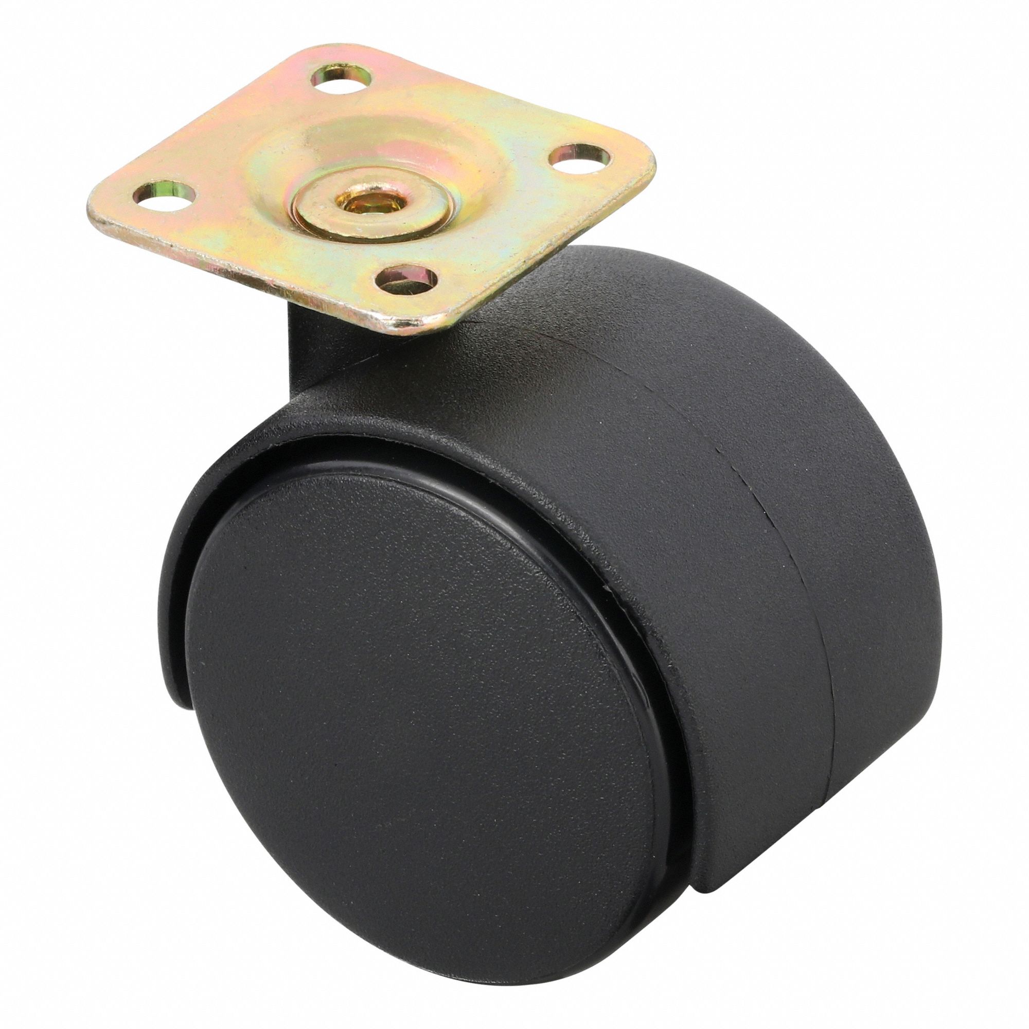 Plate Caster: Swivel, No Brake, Nylon, 2 in Wheel Dia, 2 5/8 in Mounting Ht, Hole