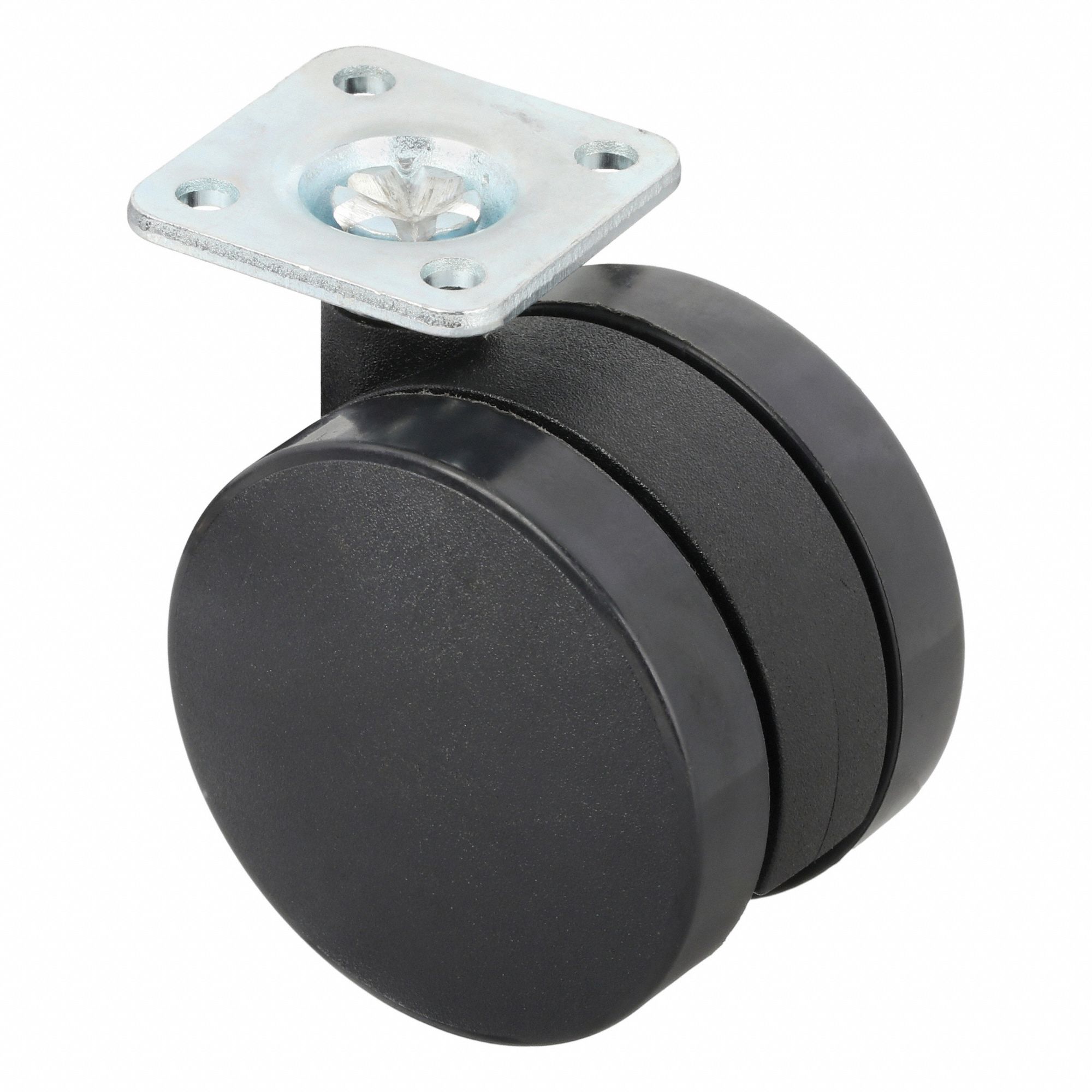 Plate Caster: Swivel, No Brake, Nylon, 2 3/8 in Wheel Dia, 2 3/4 in Mounting Ht