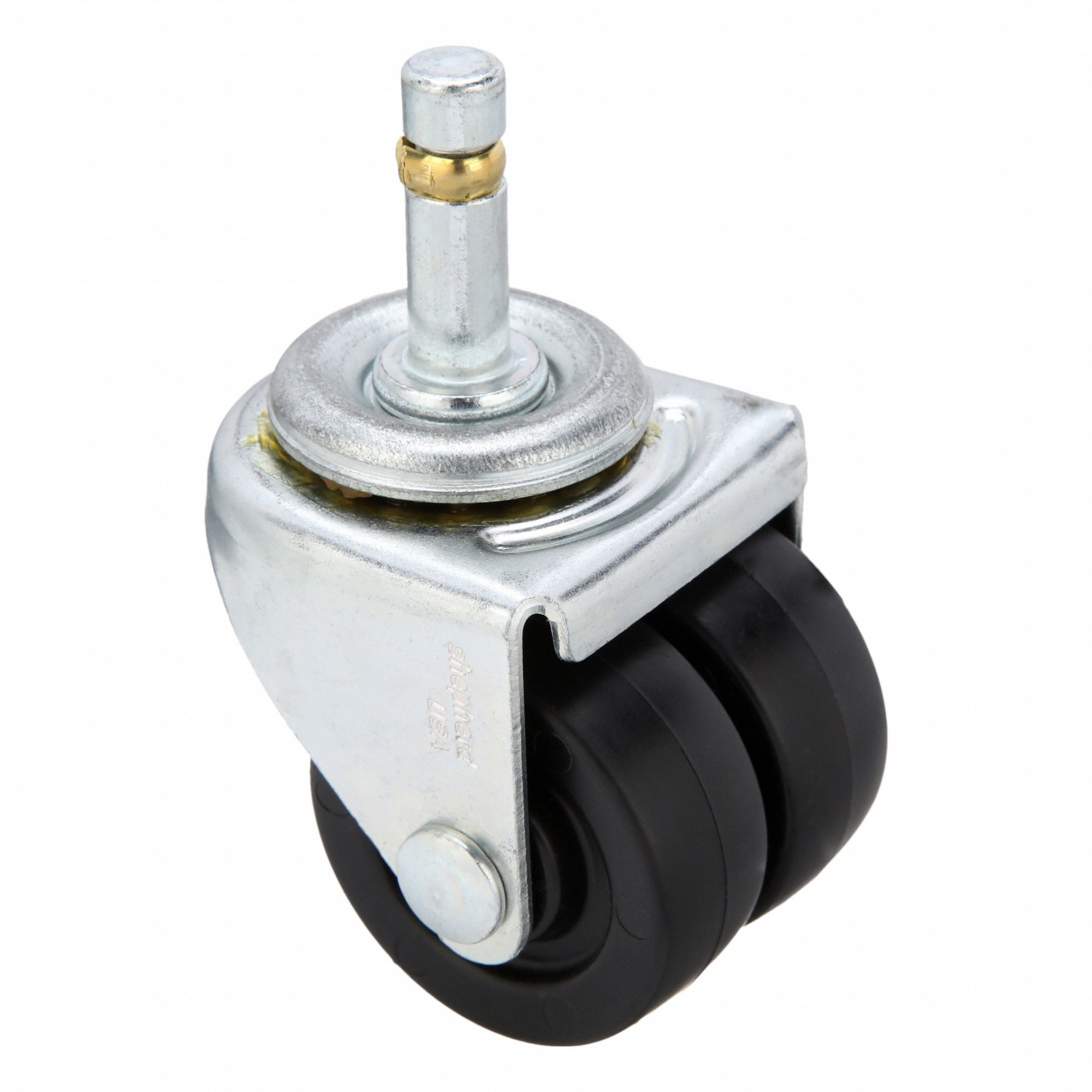 Stem Caster: Swivel, Side Brake, 2 in Wheel Dia., 13/16 in Wheel Wd, Polypropylene