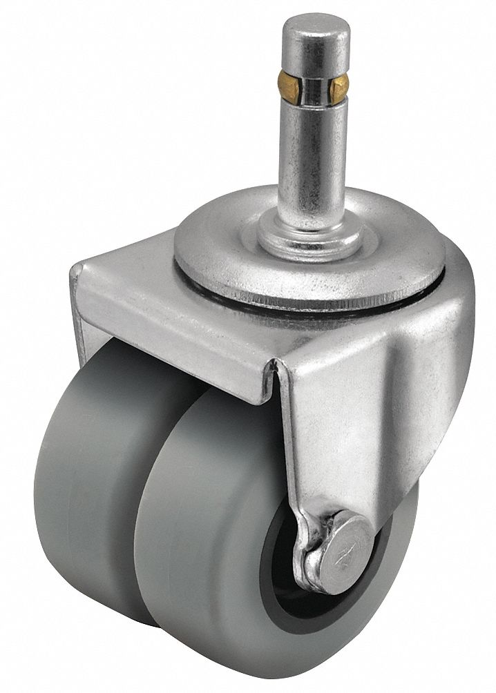 Stem Caster: Swivel, No Brake, 2 in Wheel Dia., 13/16 in Wheel Wd, Rubber, Stem, Std