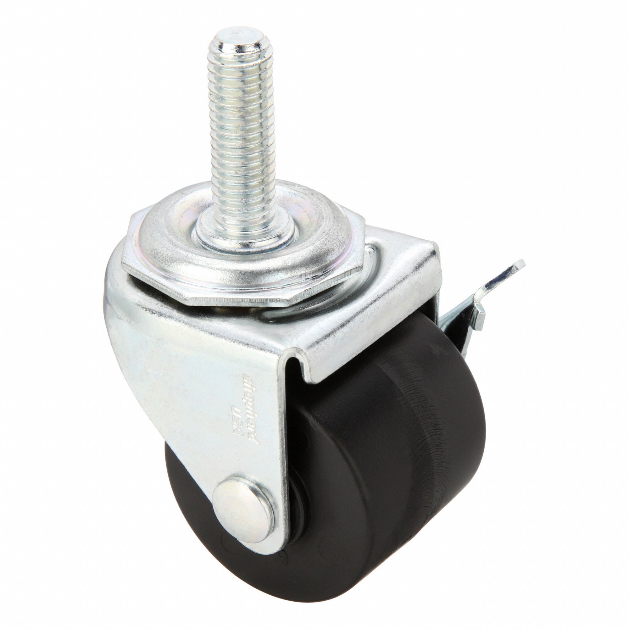 Stem Caster: Inch, Swivel, 2 in Wheel Dia., 1 13/16 in Wheel Wd, Polypropylene