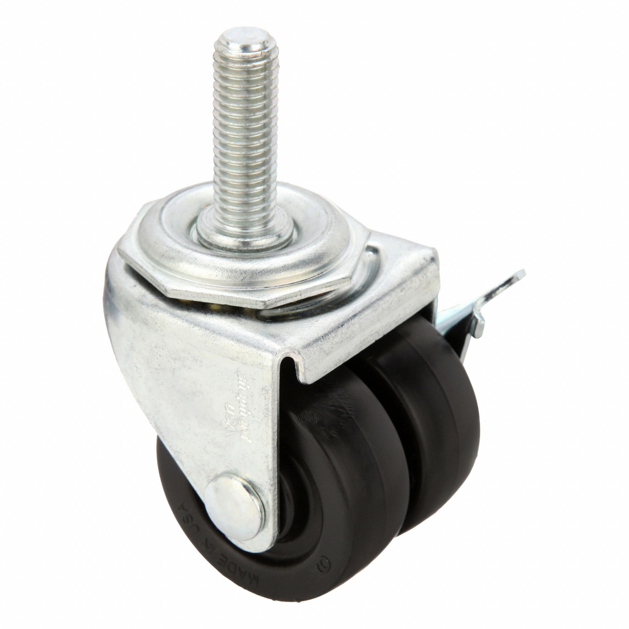Stem Caster: Inch, Swivel, 2 in Wheel Dia., 13/16 in Wheel Wd, 2 3/4 in Mounting Ht