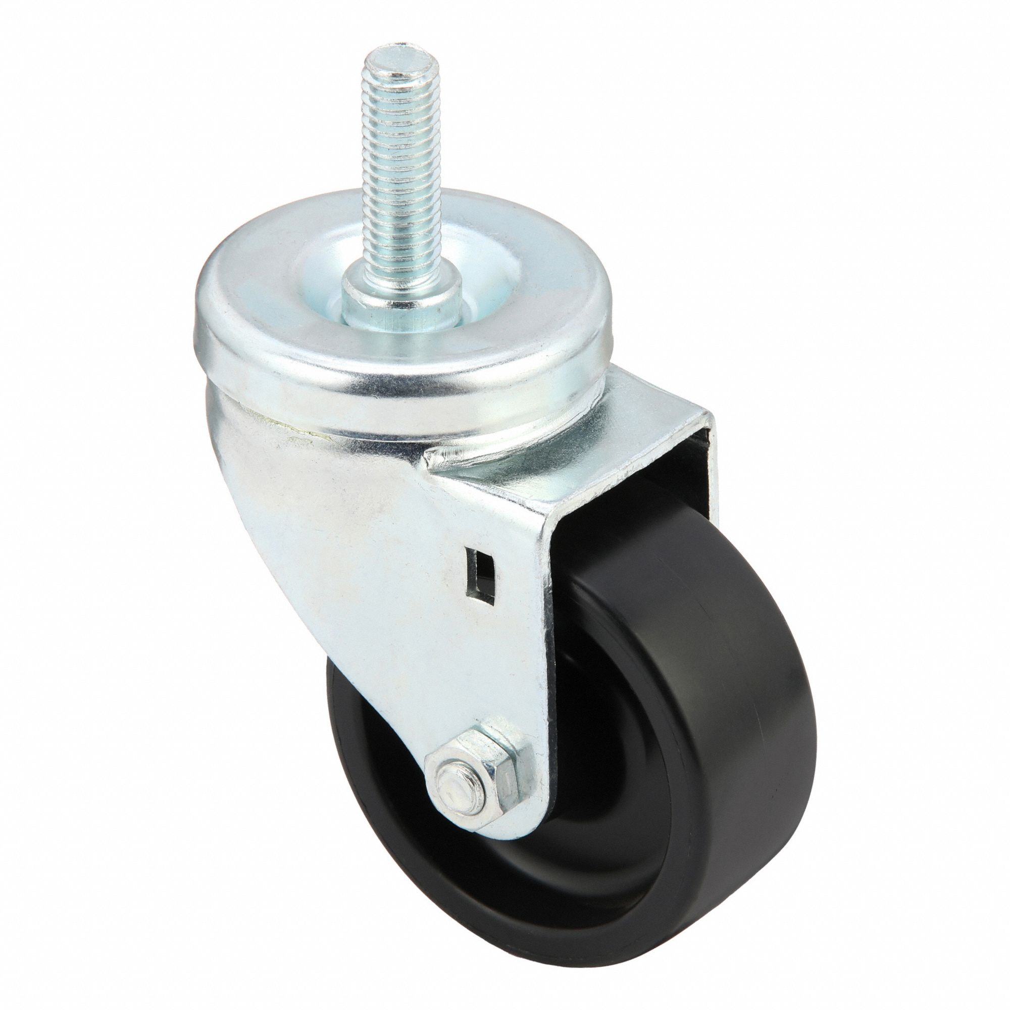 NSF-Listed Sanitary Threaded Stem Caster: 3 in Wheel Dia., 250 lb, Swivel Caster