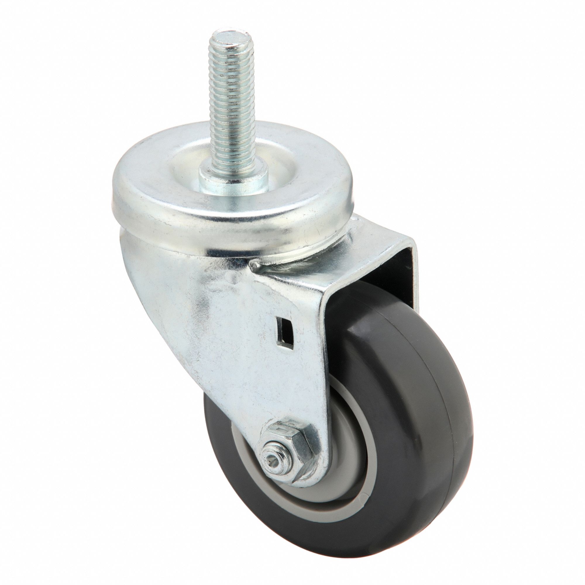 Stem Caster: 3 in Wheel Dia., 250 lb, 4 1/8 in Mounting Ht, Swivel Caster