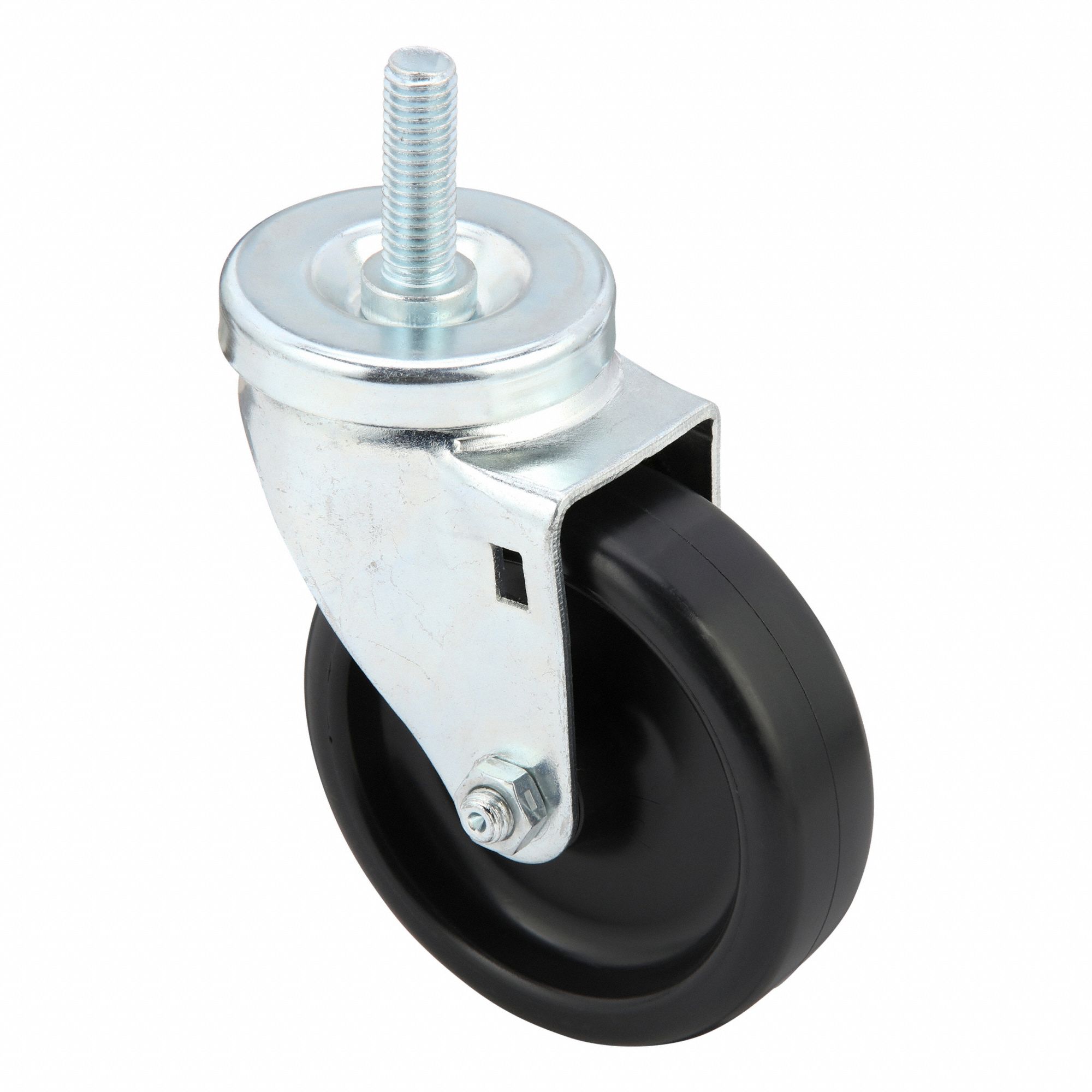 NSF-Listed Sanitary Threaded Stem Caster: 4 in Wheel Dia., 275 lb, Swivel Caster